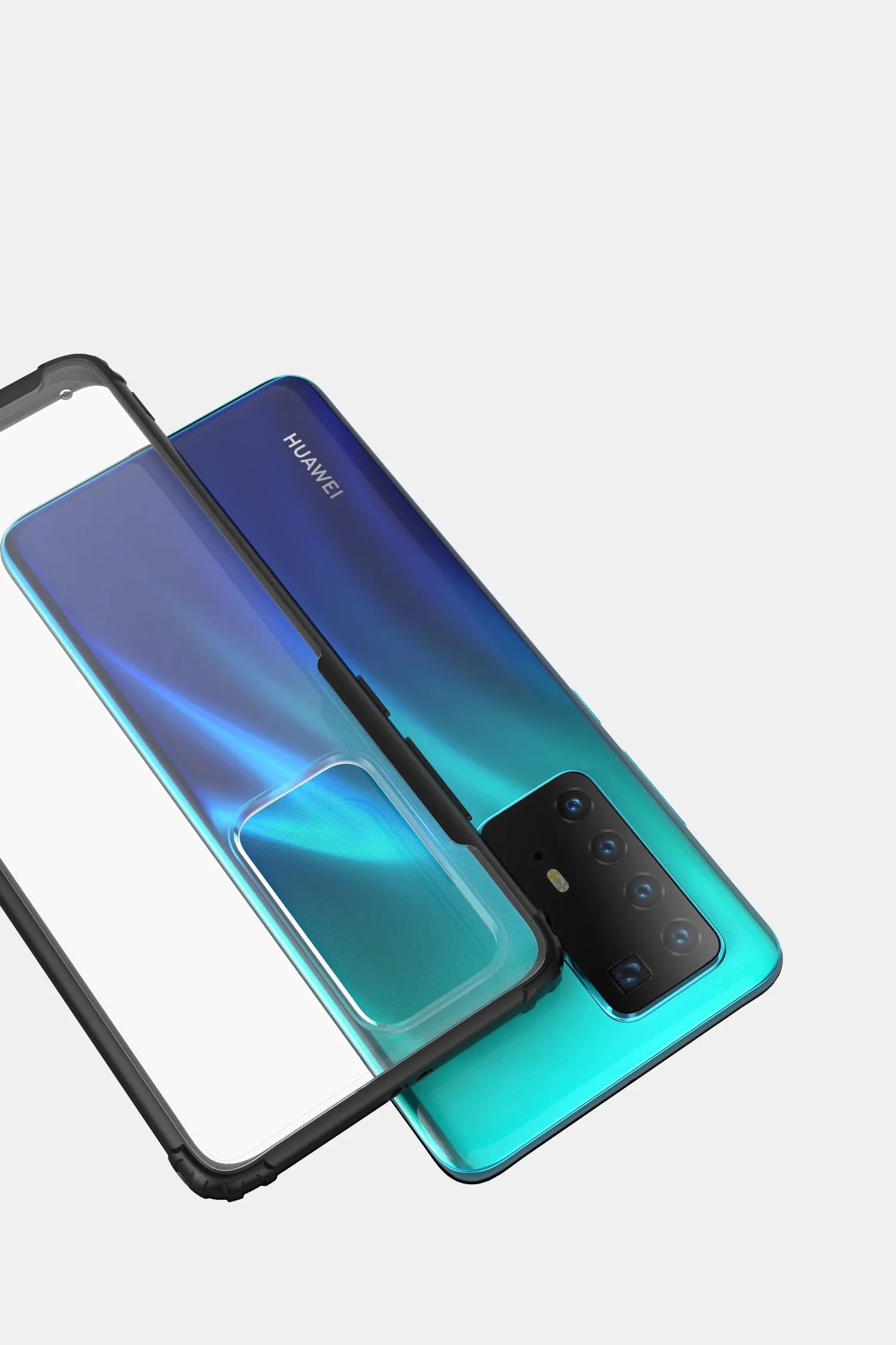 For HUAWEI P40 Pro Case PC Matte bottom TPU Soft Edge Cover Shockproof Mobile Phone Cover blue