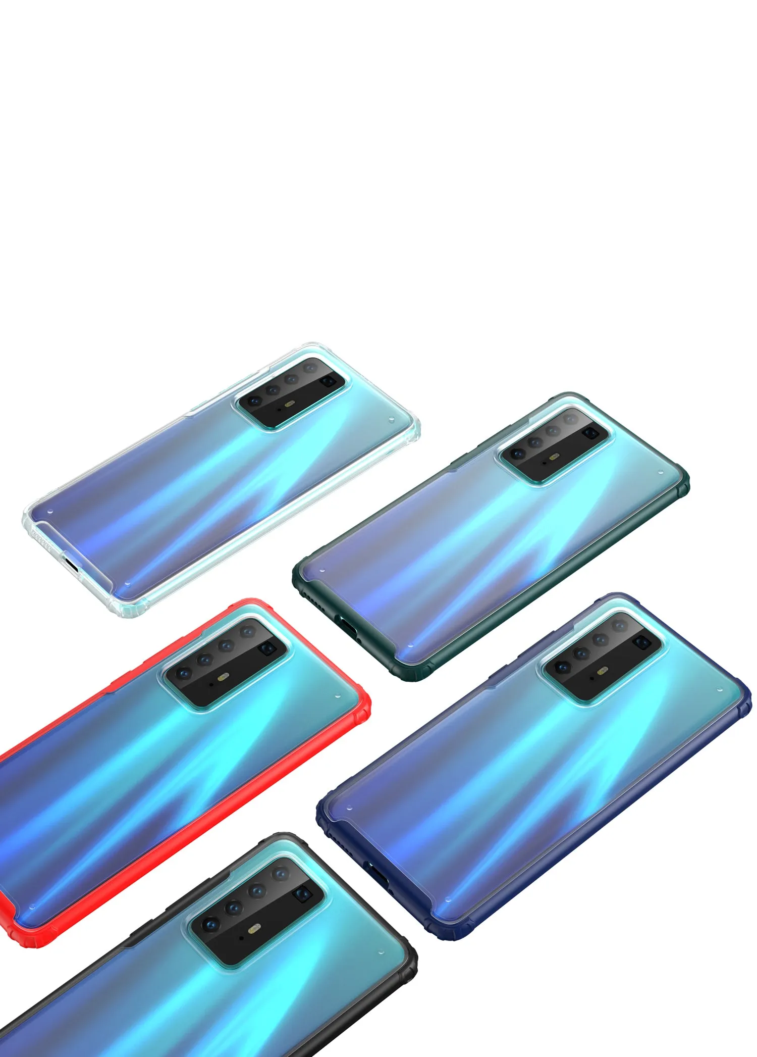 For HUAWEI P40 Pro Case PC Matte bottom TPU Soft Edge Cover Shockproof Mobile Phone Cover blue