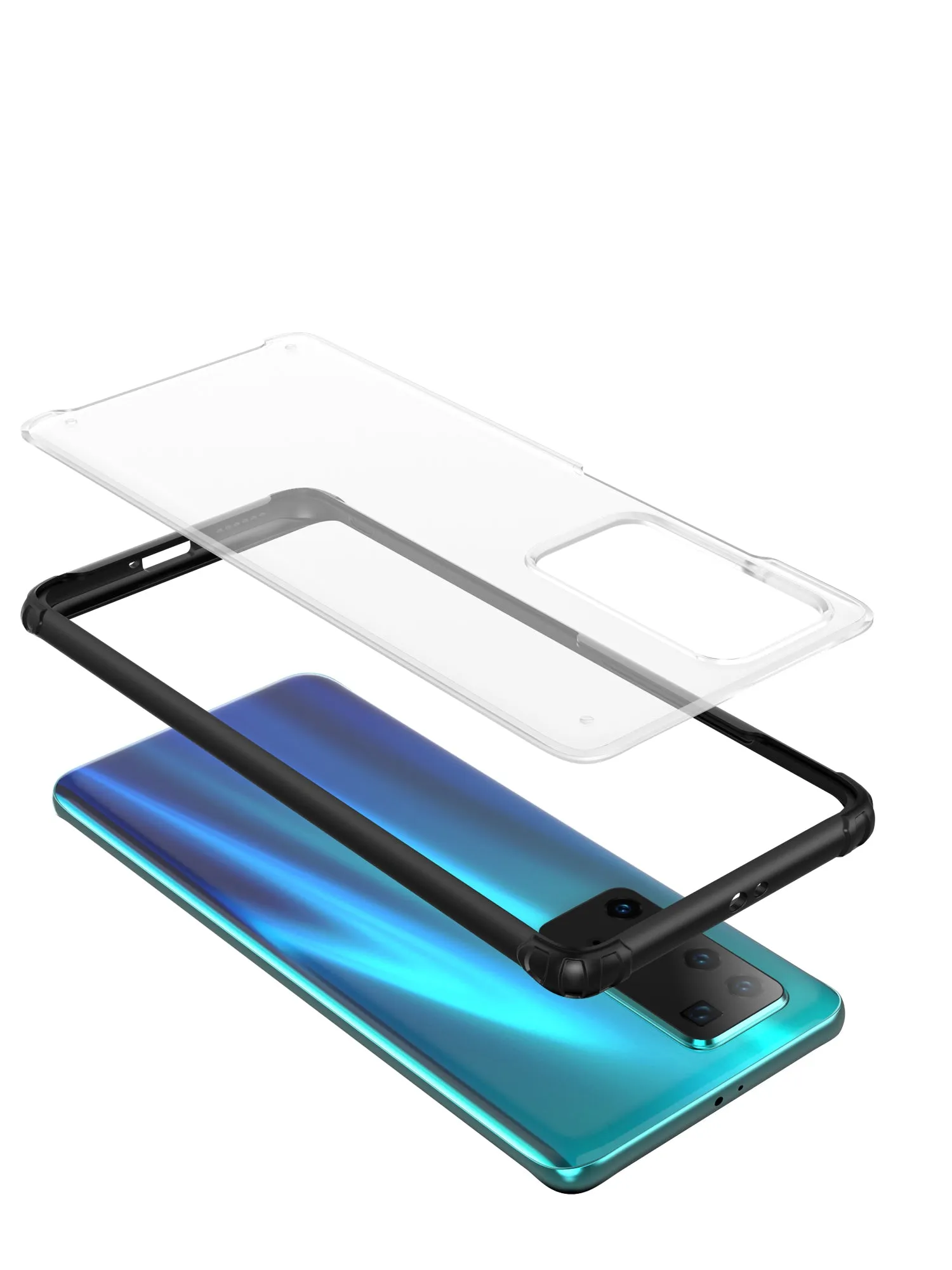 For HUAWEI P40 Pro Case PC Matte bottom TPU Soft Edge Cover Shockproof Mobile Phone Cover blue