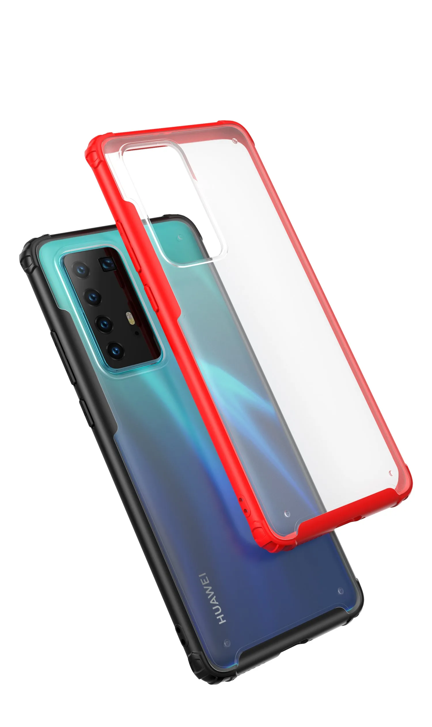 For HUAWEI P40 Pro Case PC Matte bottom TPU Soft Edge Cover Shockproof Mobile Phone Cover Dark green