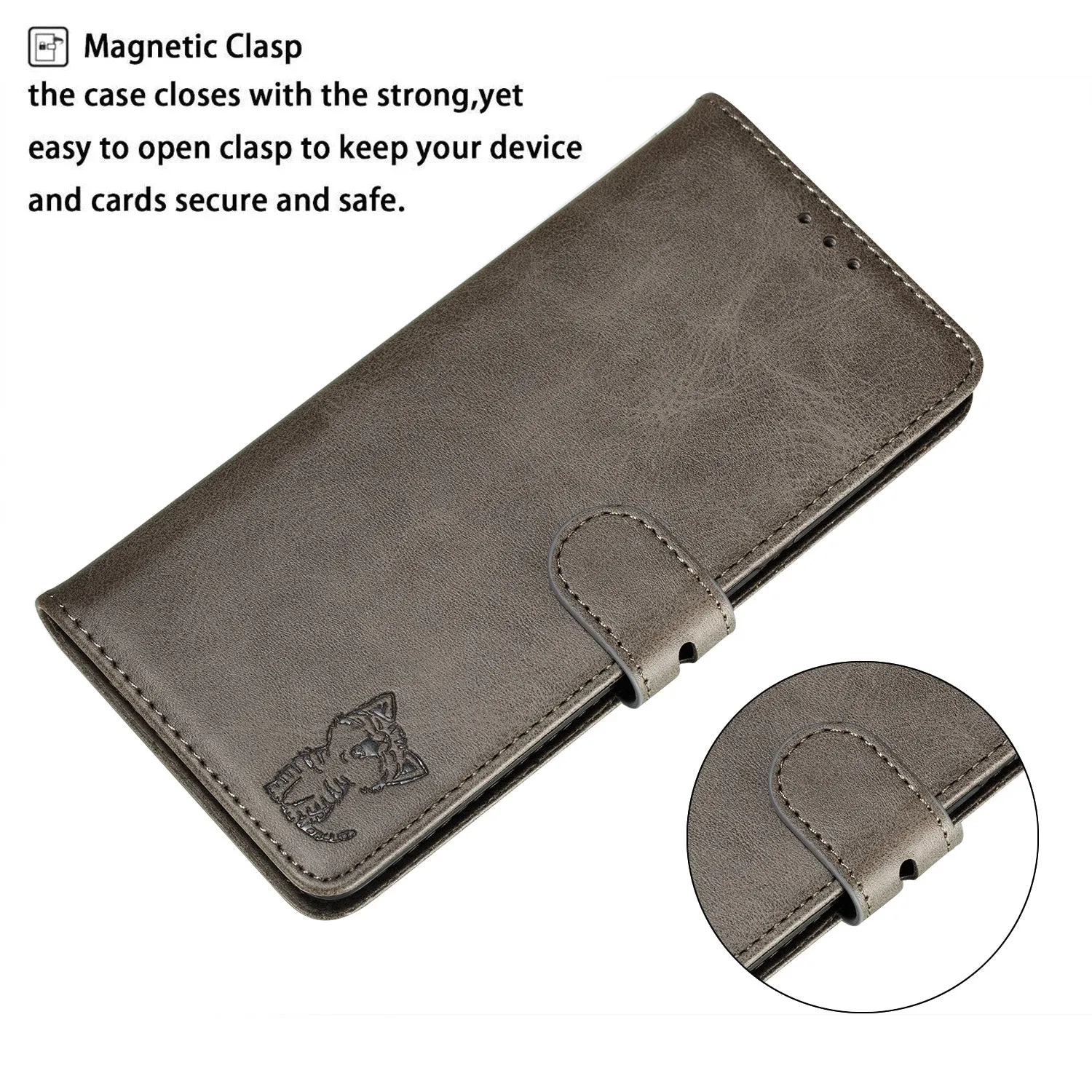 For HUAWEI P40 Pro Mobile Phone Cover PU Leather Front Buckle Smart Shell Anti-fall Phone Case 2 gray