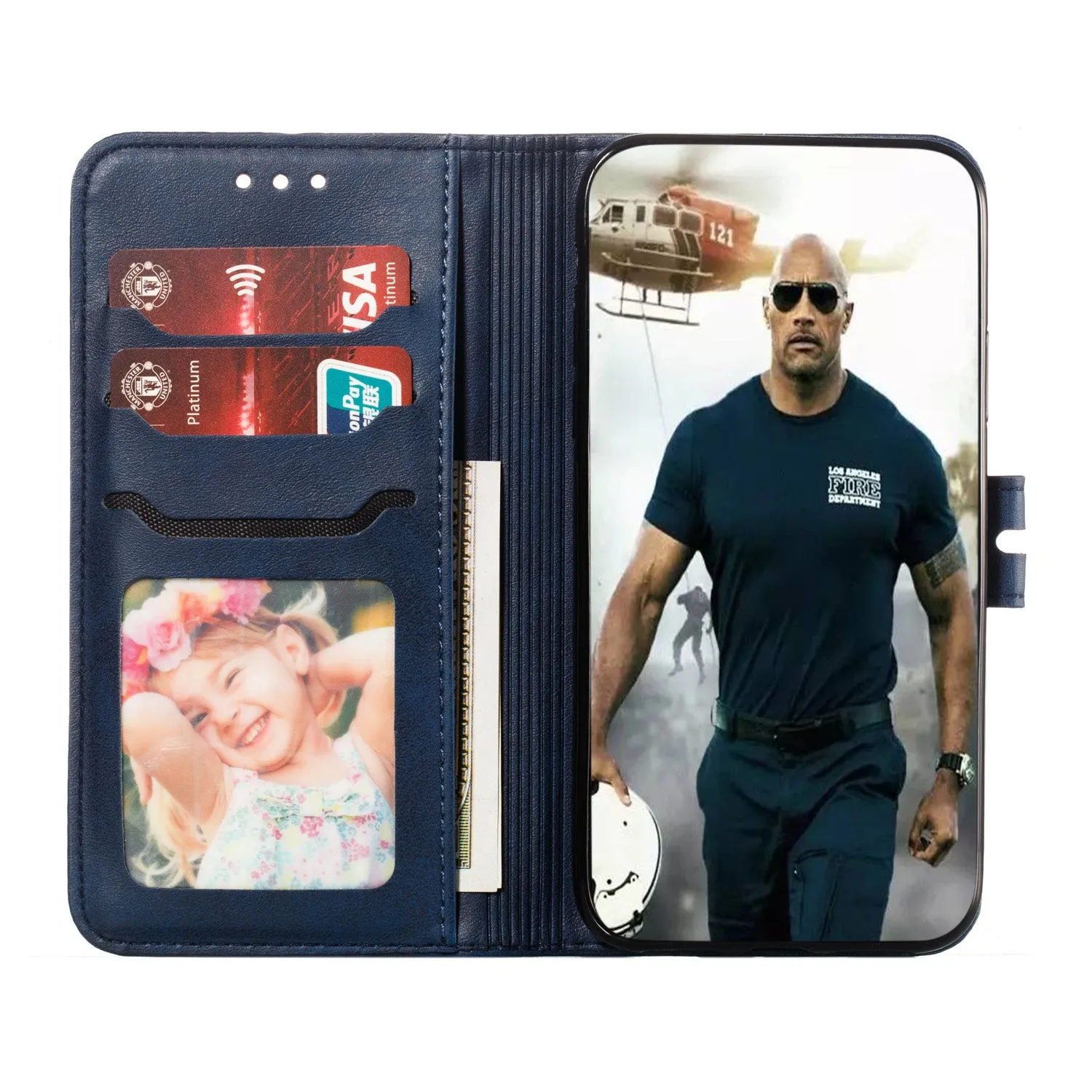 For HUAWEI P40 Pro Mobile Phone Cover PU Leather Front Buckle Smart Shell Anti-fall Phone Case 3 blue