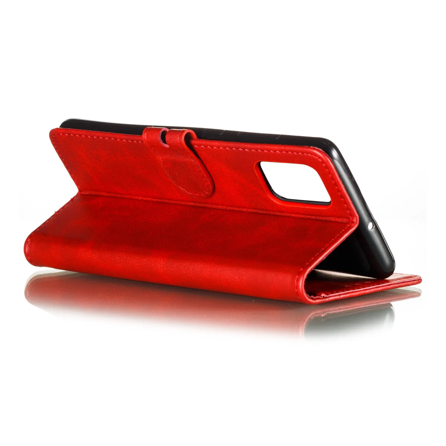 For HUAWEI P40 Pro Mobile Phone Cover PU Leather Front Buckle Smart Shell Anti-fall Phone Case 4 red