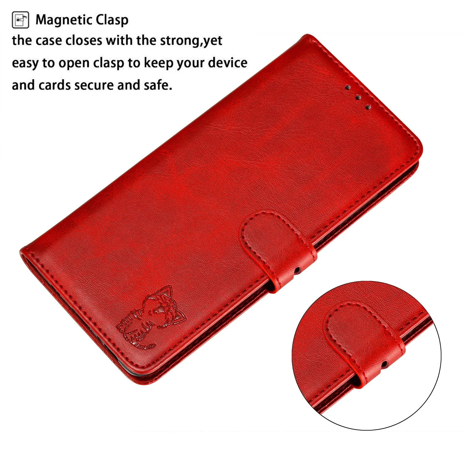 For HUAWEI P40 Pro Mobile Phone Cover PU Leather Front Buckle Smart Shell Anti-fall Phone Case 4 red