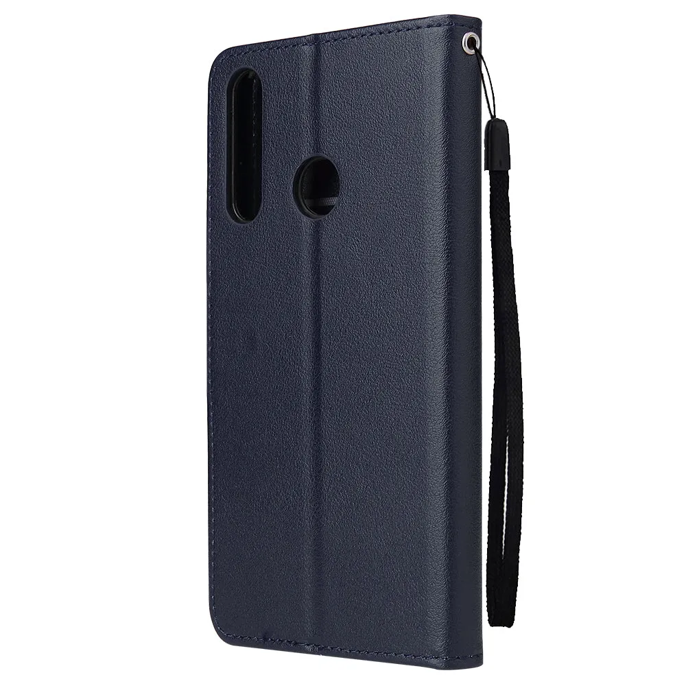 For HUAWEI PSmart 2020/Y5P/Y6P PU Leather Mobile Phone Cover with 3 Cards Slots Phone Frame blue