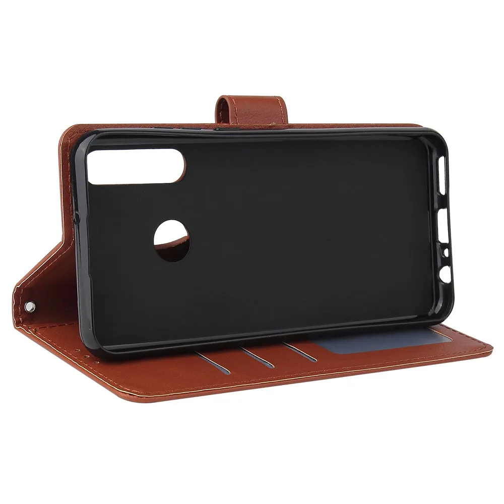 For HUAWEI PSmart 2020/Y5P/Y6P PU Leather Mobile Phone Cover with 3 Cards Slots Phone Frame brown