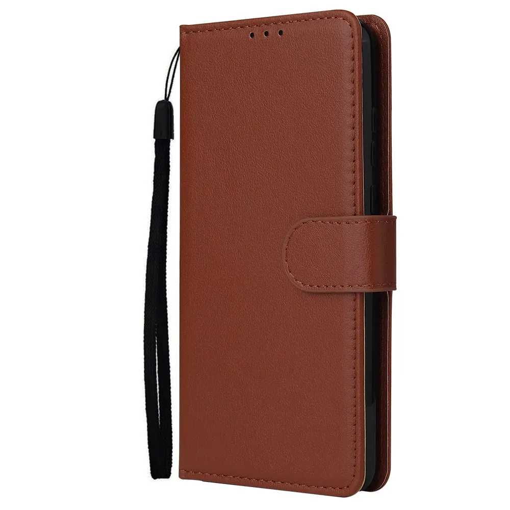 For HUAWEI PSmart 2020/Y5P/Y6P PU Leather Mobile Phone Cover with 3 Cards Slots Phone Frame brown