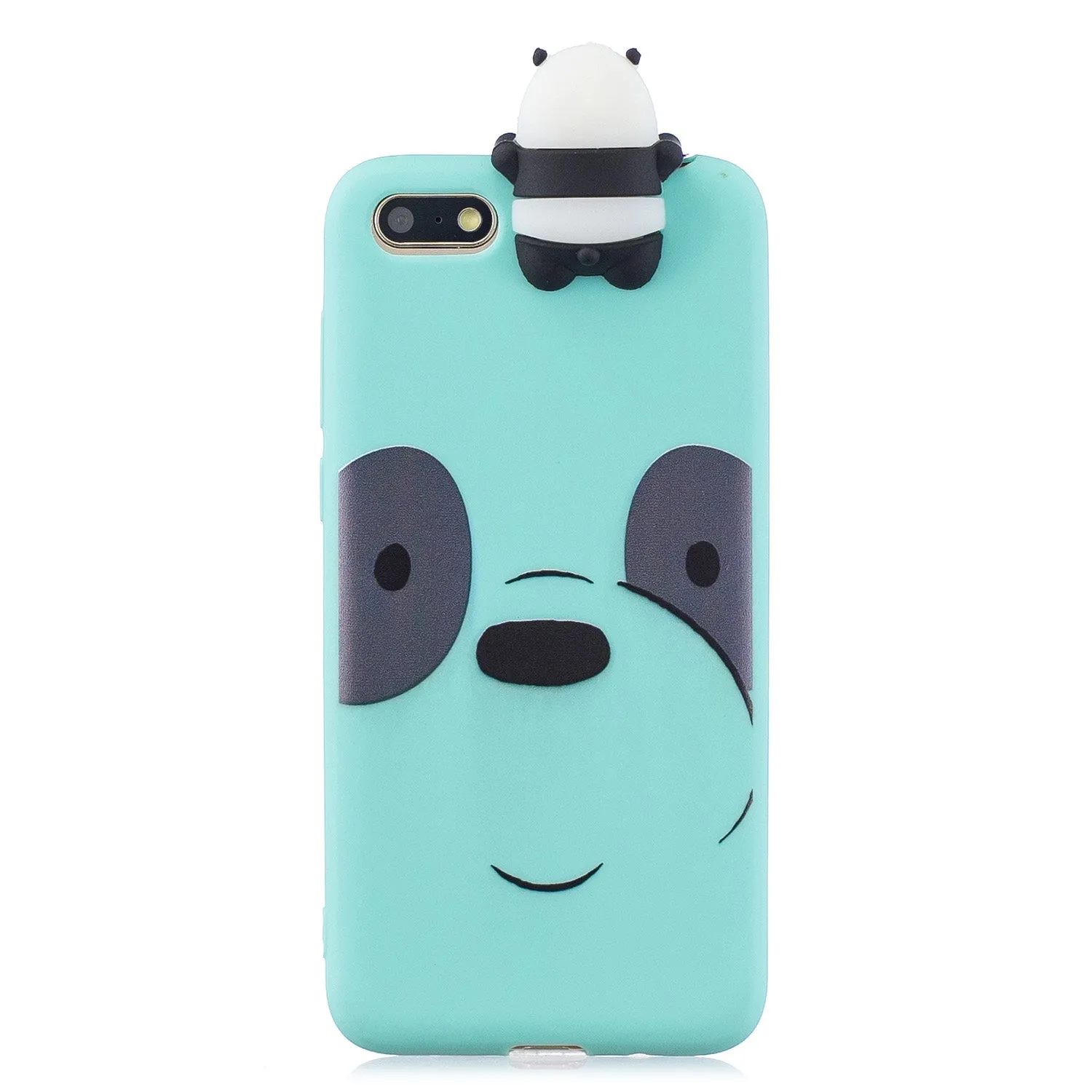 For HUAWEI Y5 2018 3D Cute Coloured Painted Animal TPU Anti-scratch Non-slip Protective Cover Back Case Light blue