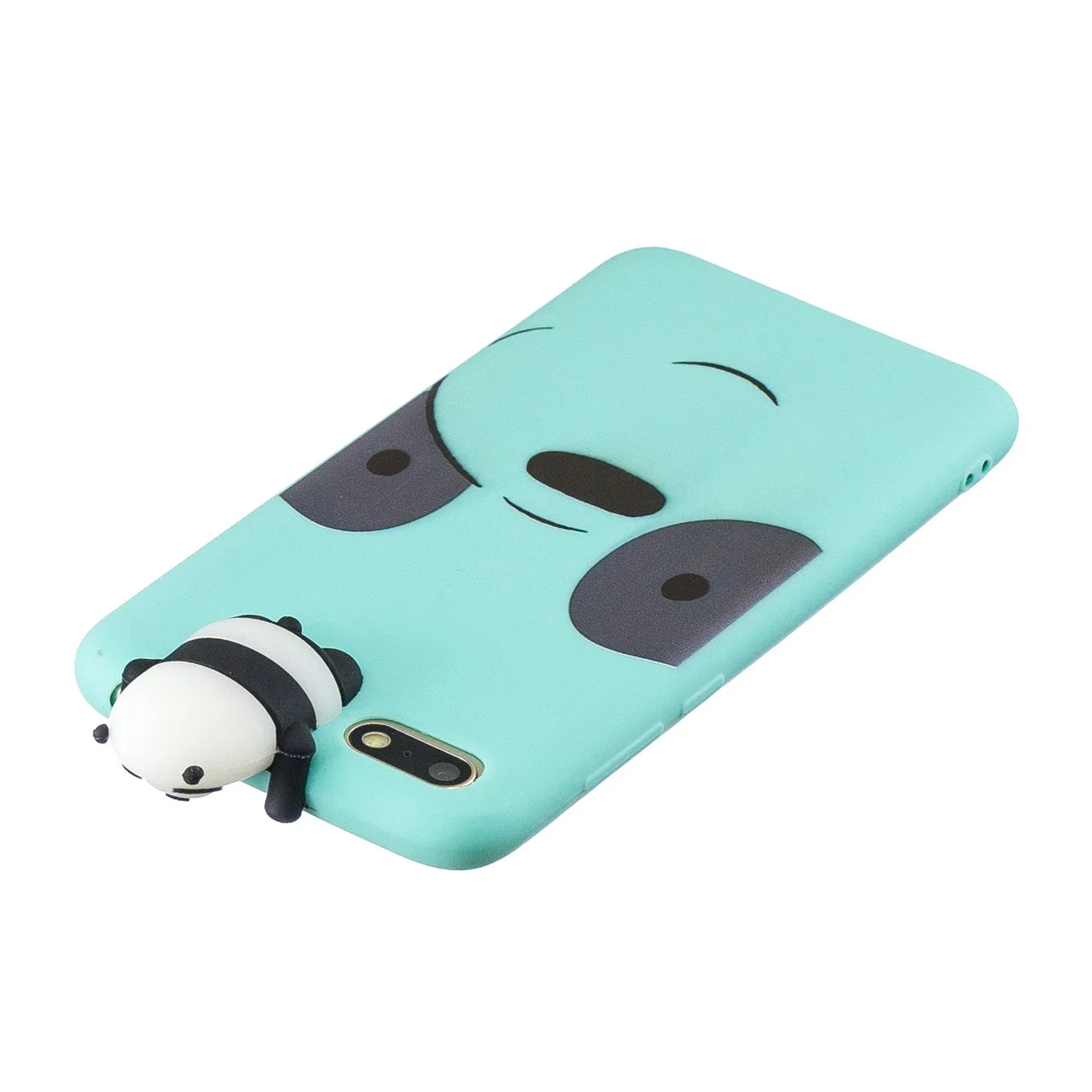 For HUAWEI Y5 2018 3D Cute Coloured Painted Animal TPU Anti-scratch Non-slip Protective Cover Back Case Light blue