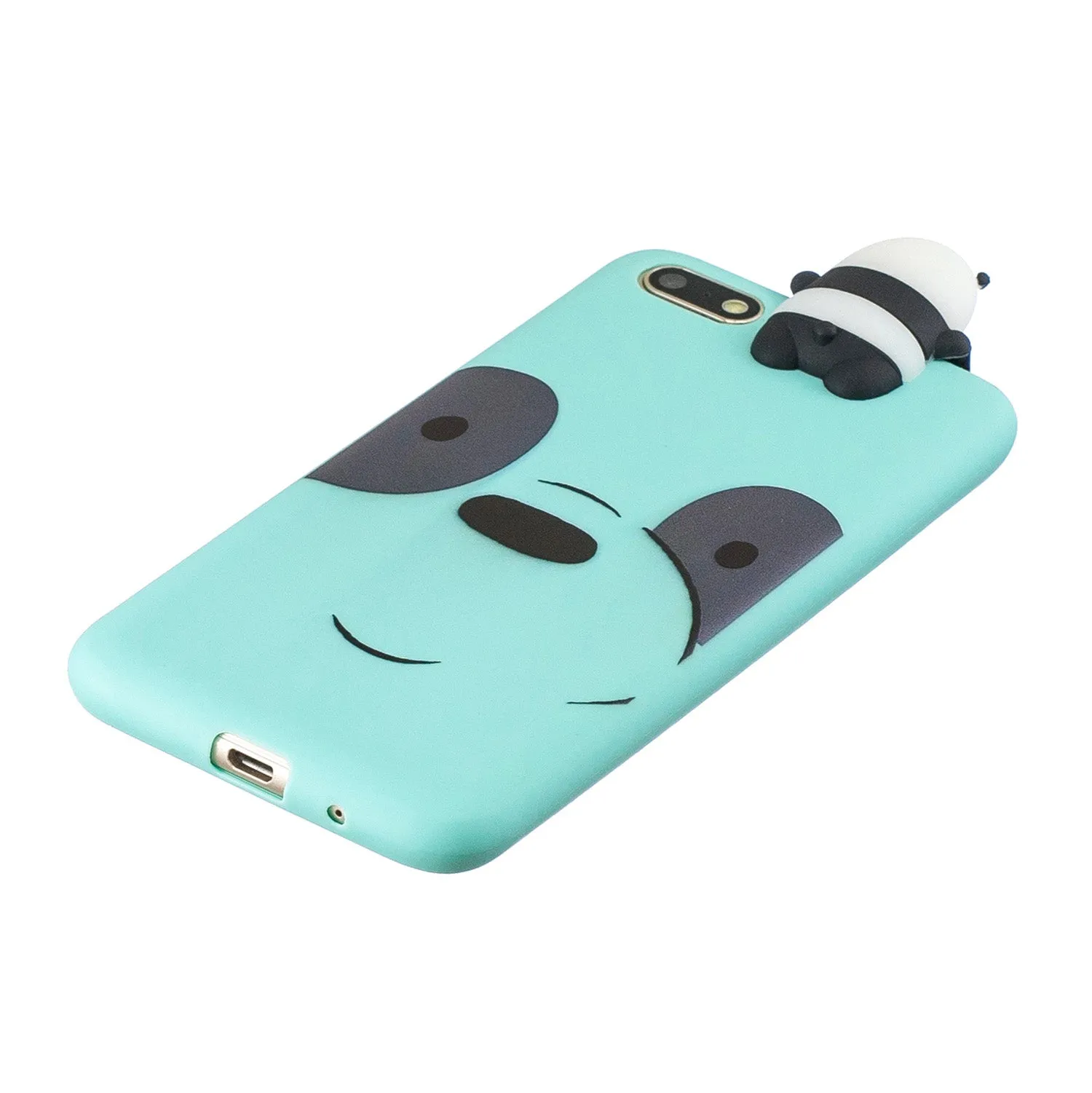 For HUAWEI Y5 2018 3D Cute Coloured Painted Animal TPU Anti-scratch Non-slip Protective Cover Back Case Light blue
