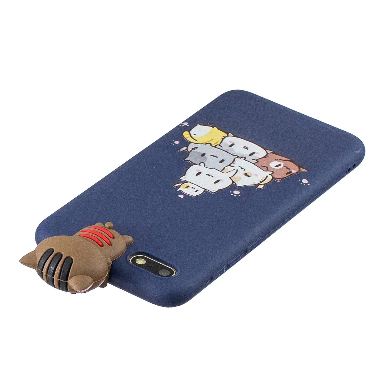 For HUAWEI Y5 2018 3D Cute Coloured Painted Animal TPU Anti-scratch Non-slip Protective Cover Back Case sapphire