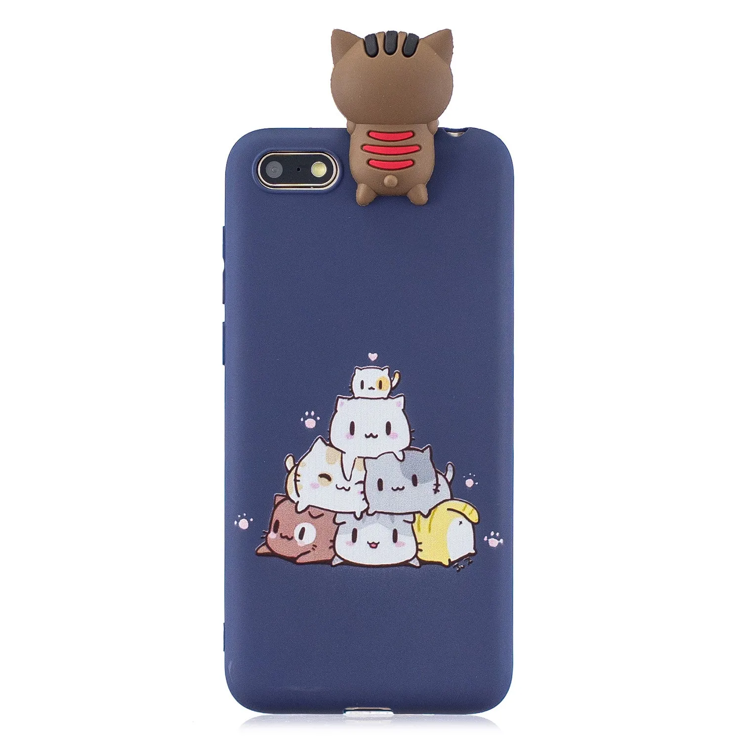 For HUAWEI Y5 2018 3D Cute Coloured Painted Animal TPU Anti-scratch Non-slip Protective Cover Back Case sapphire