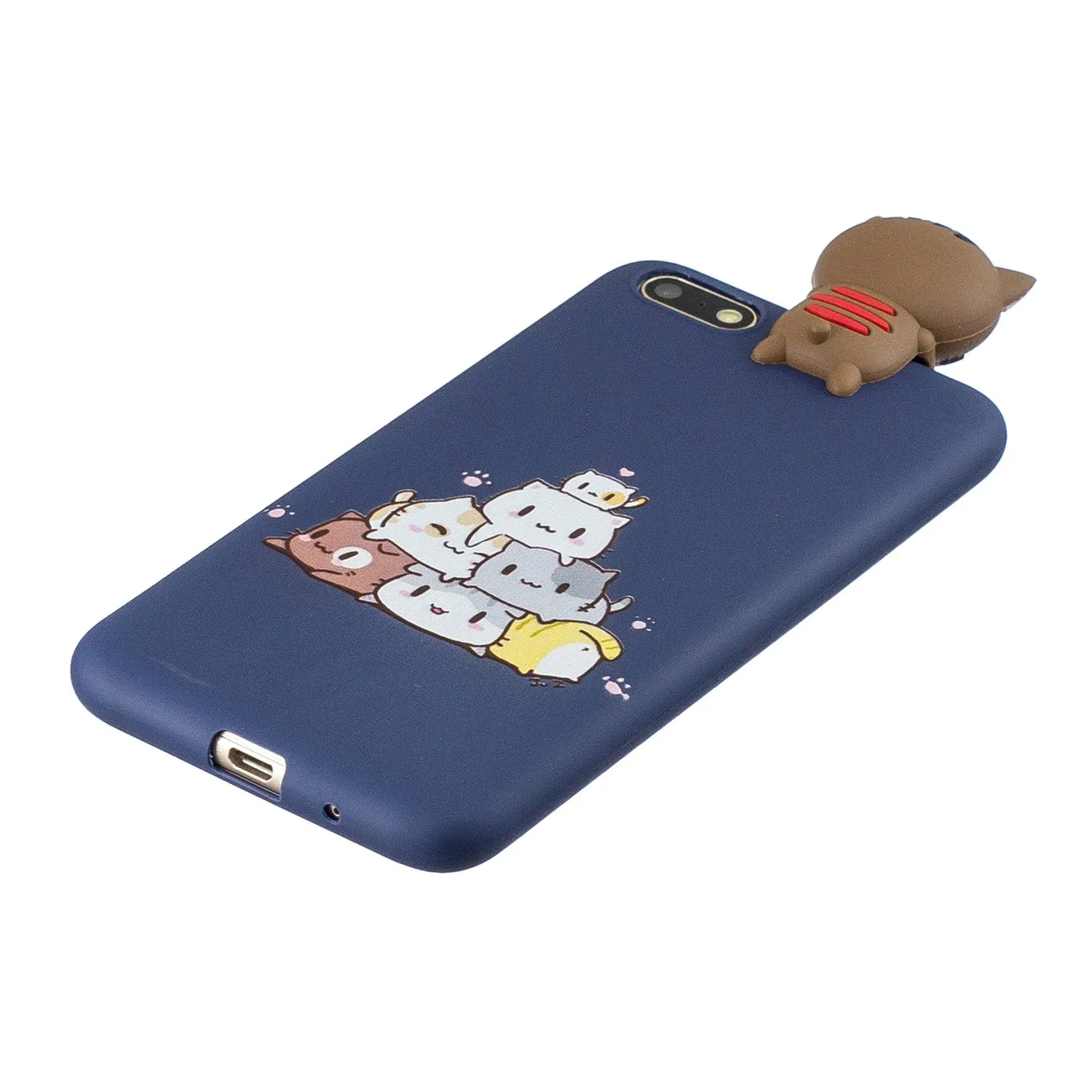For HUAWEI Y5 2018 3D Cute Coloured Painted Animal TPU Anti-scratch Non-slip Protective Cover Back Case sapphire