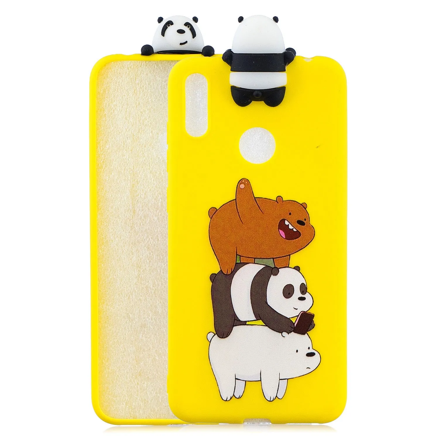 For Huawei Y6 2019 3D Cartoon Lovely Coloured Painted Soft TPU Back Cover Non-slip Shockproof Full Protective Case big face cat