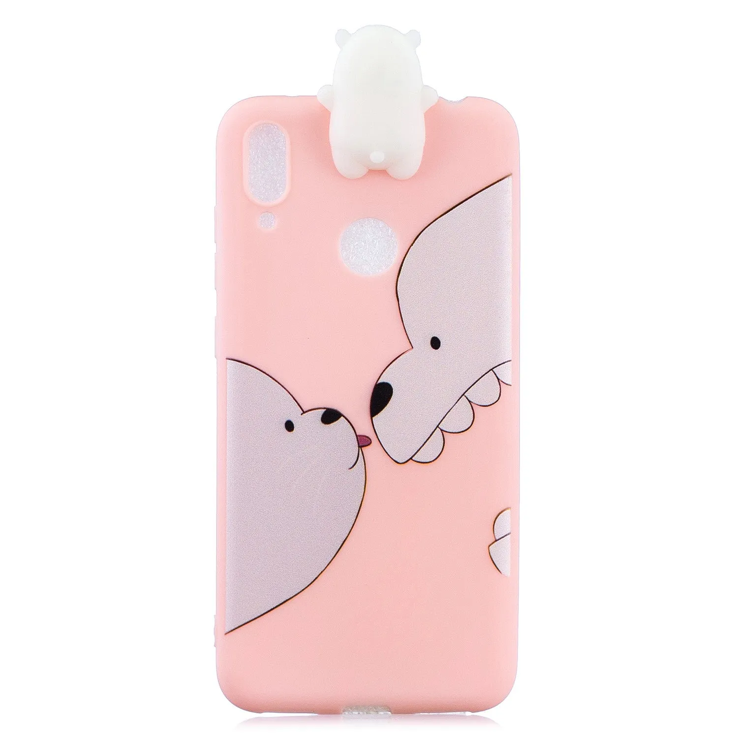 For Huawei Y6 2019 3D Cartoon Lovely Coloured Painted Soft TPU Back Cover Non-slip Shockproof Full Protective Case Big white bear