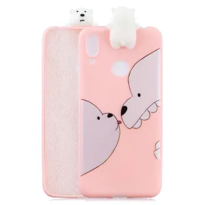 For Huawei Y6 2019 3D Cartoon Lovely Coloured Painted Soft TPU Back Cover Non-slip Shockproof Full Protective Case Big white bear