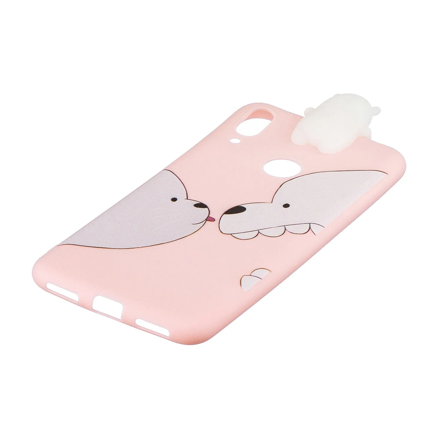 For Huawei Y6 2019 3D Cartoon Lovely Coloured Painted Soft TPU Back Cover Non-slip Shockproof Full Protective Case Big white bear