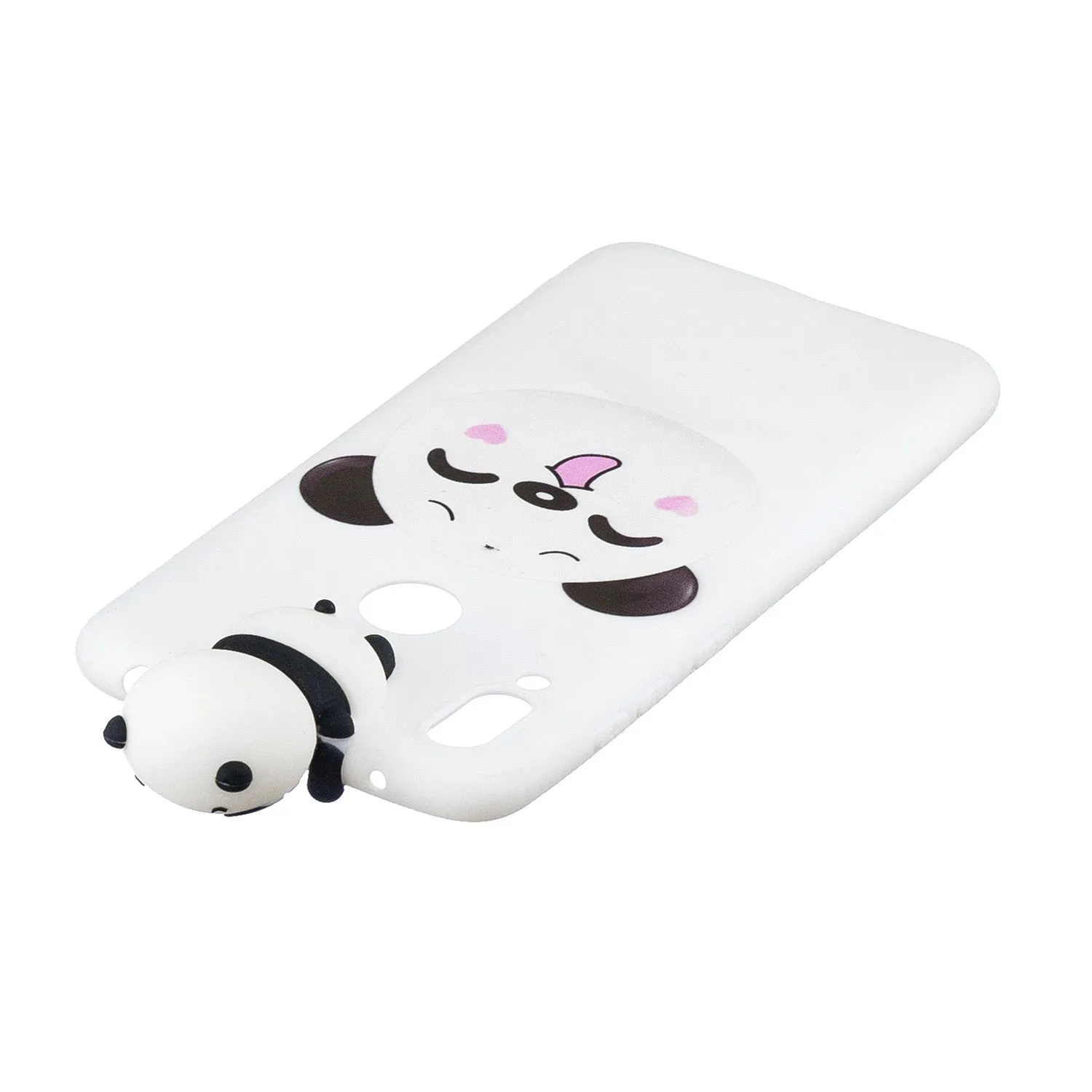 For Huawei Y6 2019 3D Cartoon Lovely Coloured Painted Soft TPU Back Cover Non-slip Shockproof Full Protective Case Smiley panda