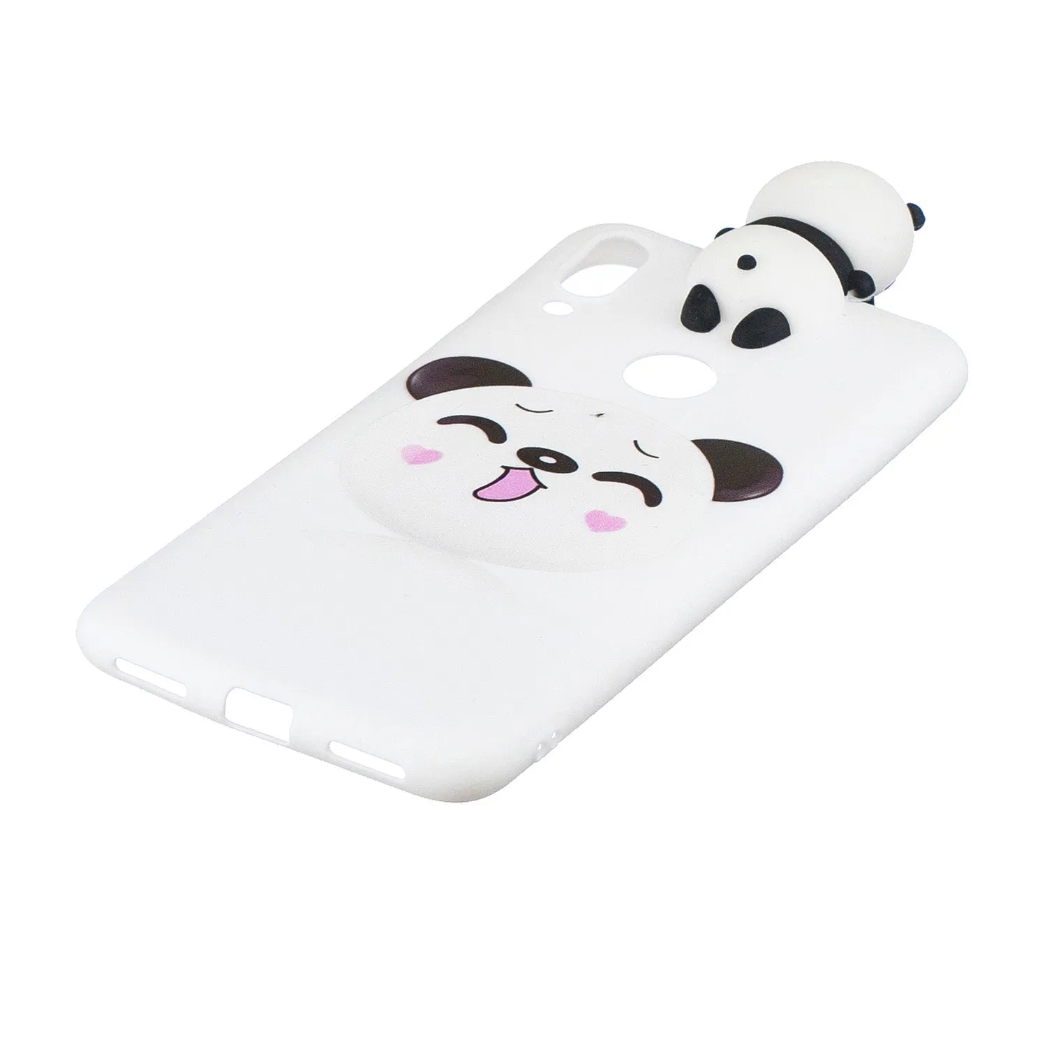 For Huawei Y6 2019 3D Cartoon Lovely Coloured Painted Soft TPU Back Cover Non-slip Shockproof Full Protective Case Smiley panda