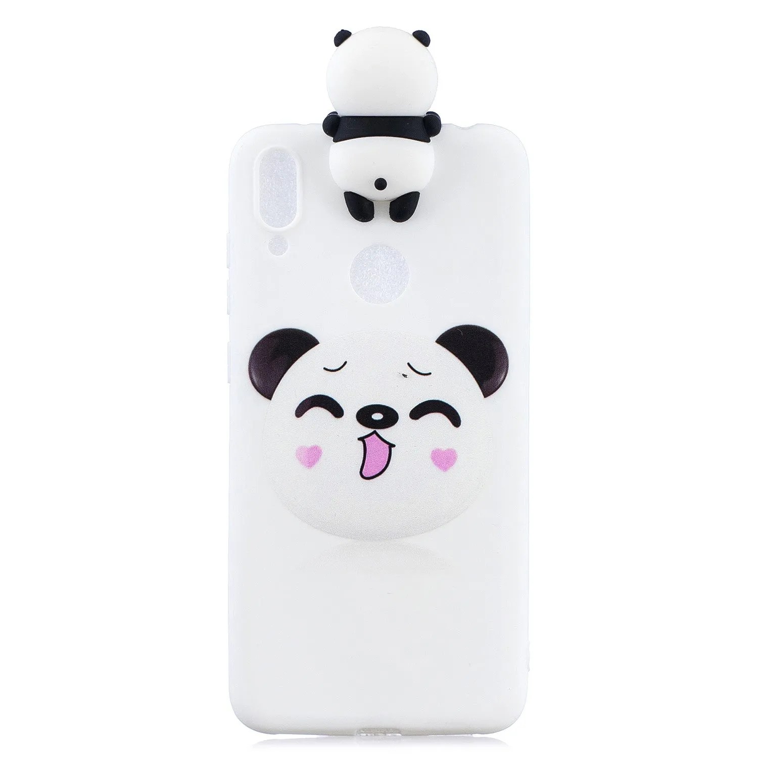 For Huawei Y6 2019 3D Cartoon Lovely Coloured Painted Soft TPU Back Cover Non-slip Shockproof Full Protective Case Smiley panda