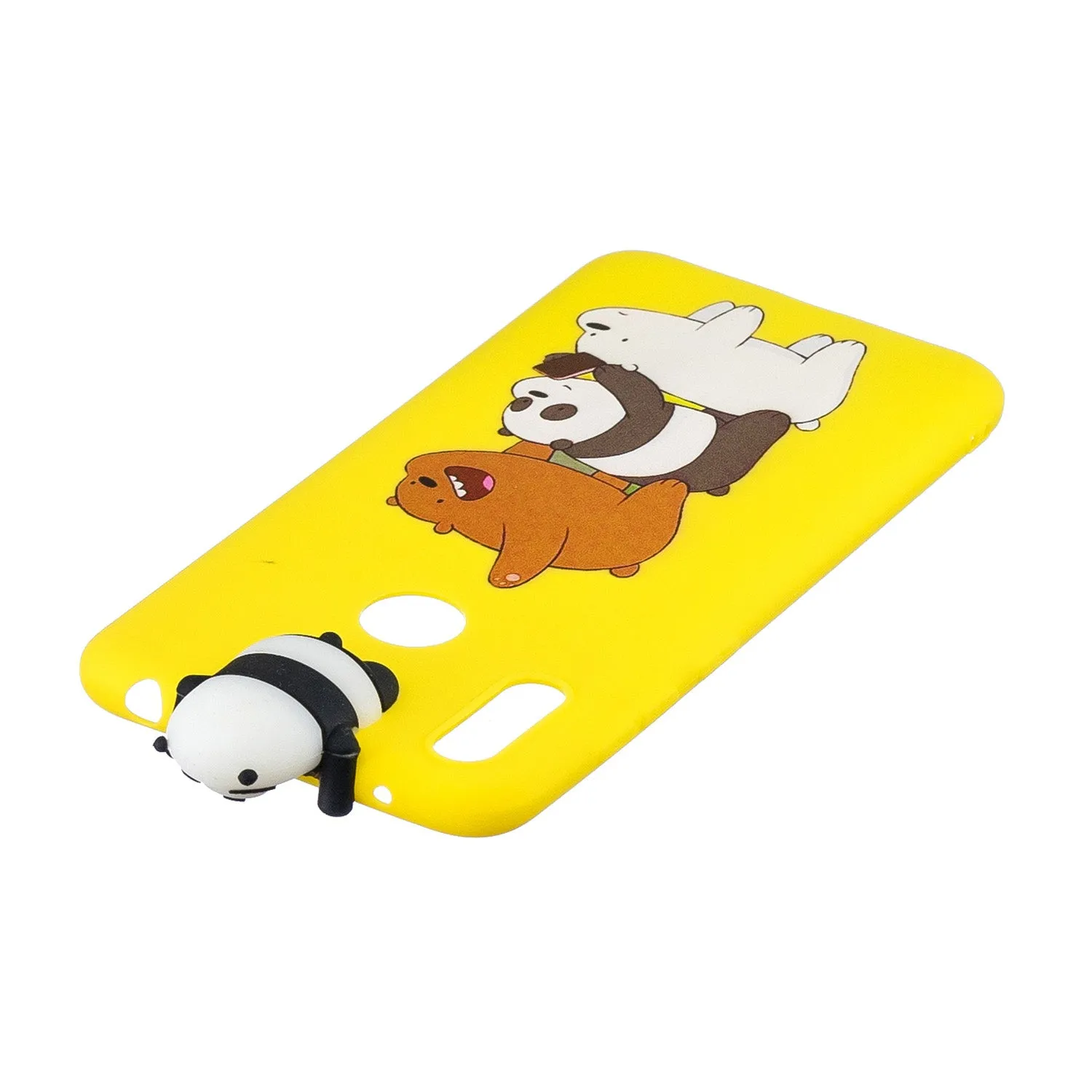 For Huawei Y6 2019 3D Cartoon Lovely Coloured Painted Soft TPU Back Cover Non-slip Shockproof Full Protective Case Striped bear