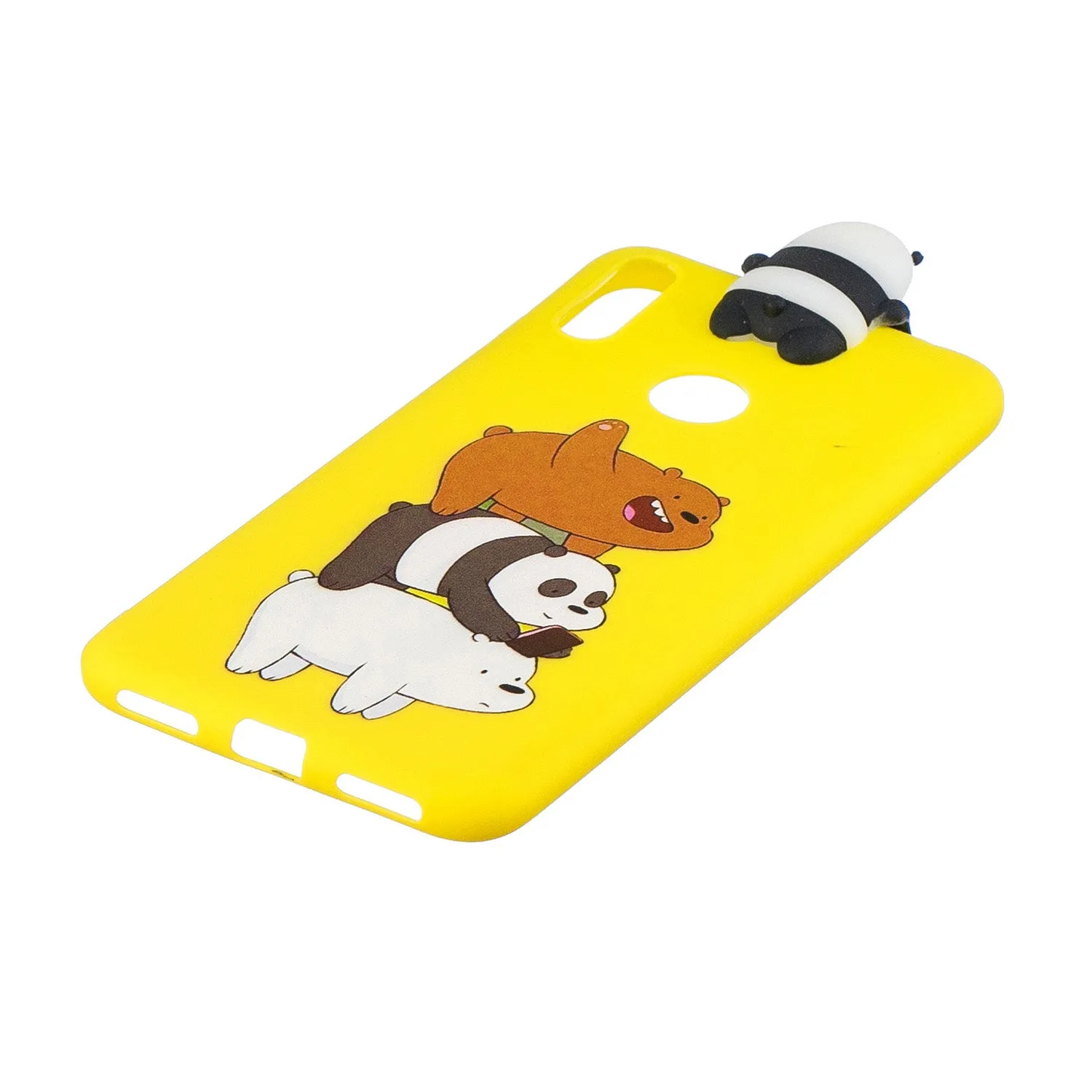 For Huawei Y6 2019 3D Cartoon Lovely Coloured Painted Soft TPU Back Cover Non-slip Shockproof Full Protective Case Striped bear