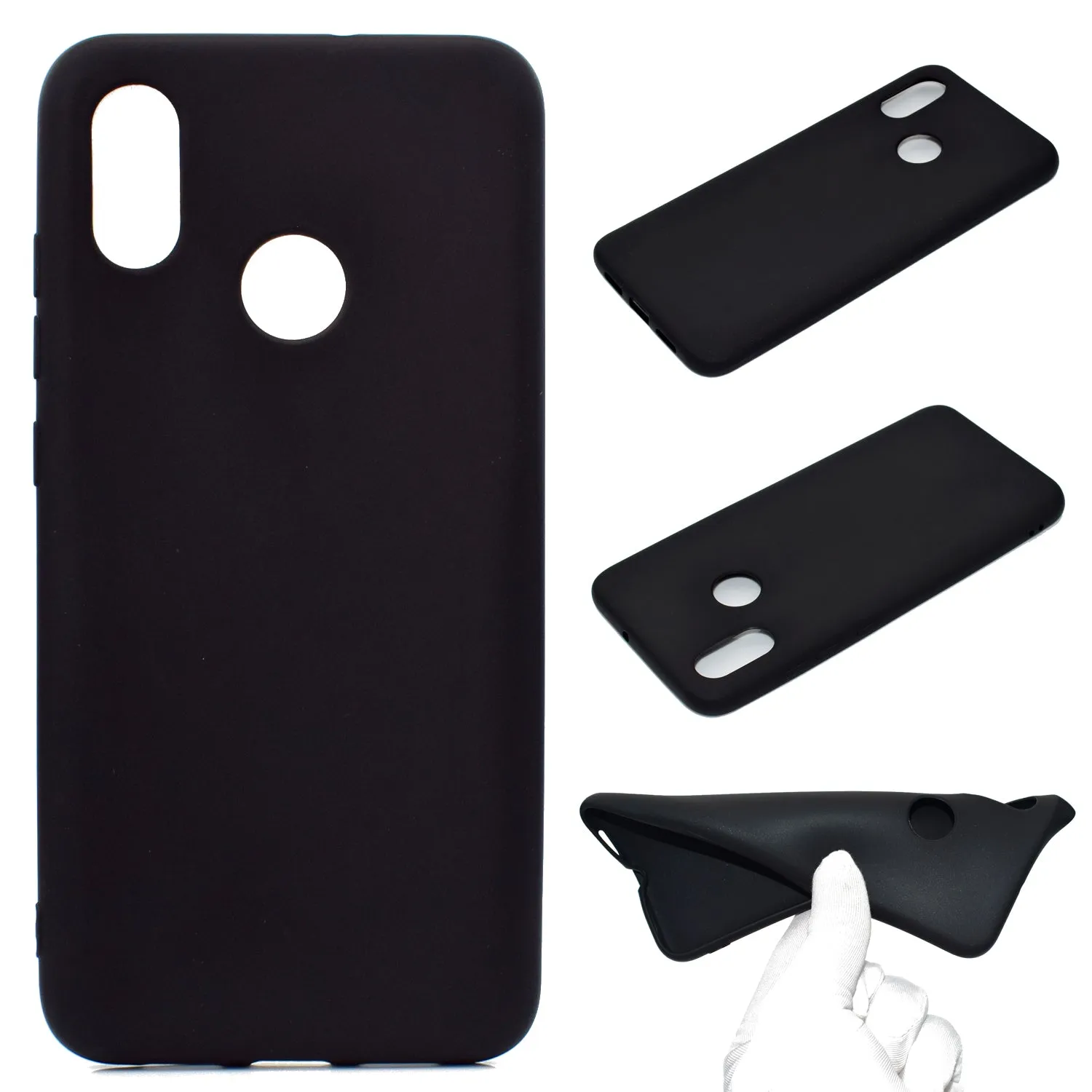 For HUAWEI Y6 2019 Lovely Candy Color Matte TPU Anti-scratch Non-slip Protective Cover Back Case black