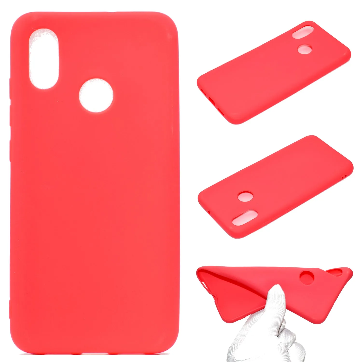 For HUAWEI Y6 2019 Lovely Candy Color Matte TPU Anti-scratch Non-slip Protective Cover Back Case dark pink