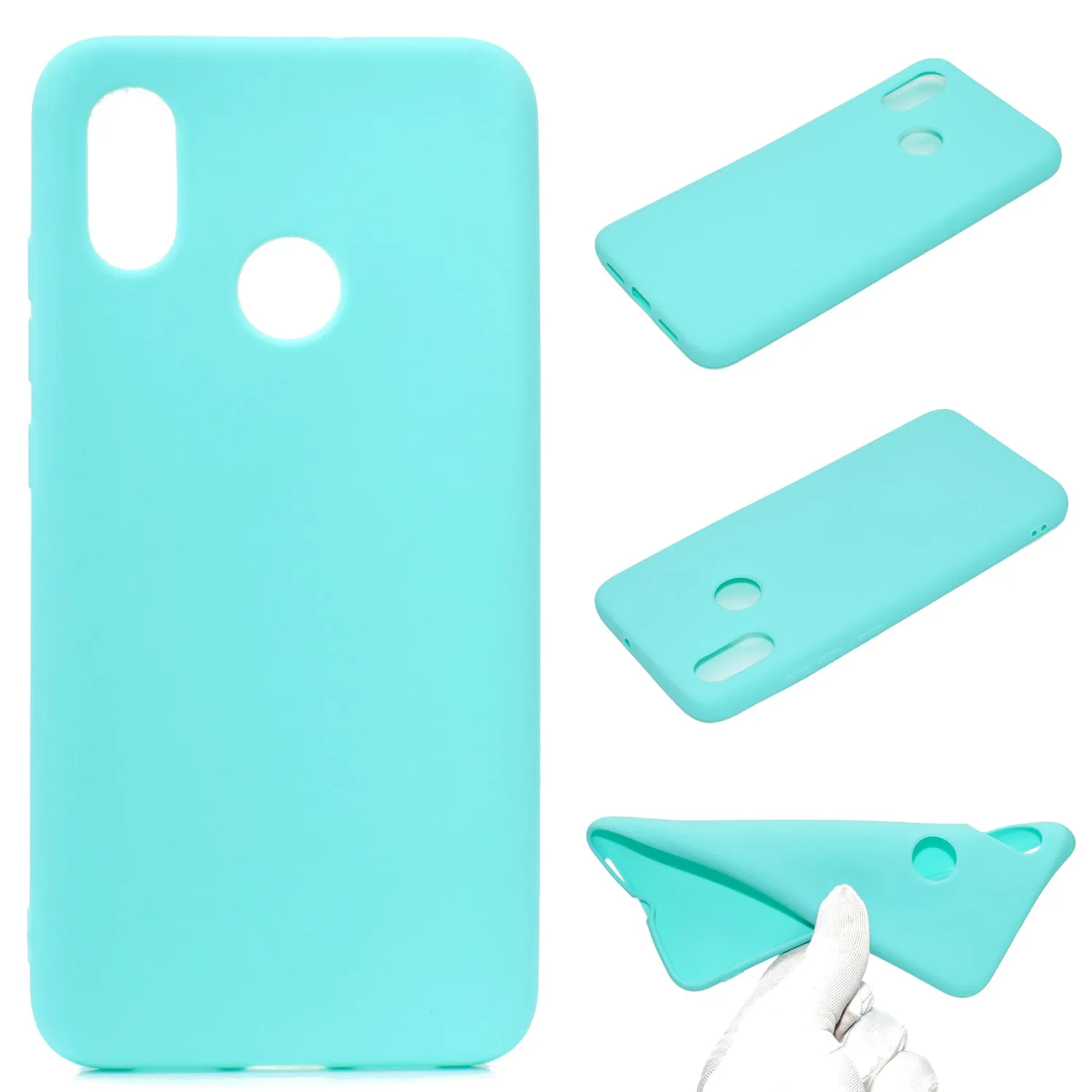 For HUAWEI Y6 2019 Lovely Candy Color Matte TPU Anti-scratch Non-slip Protective Cover Back Case dark pink