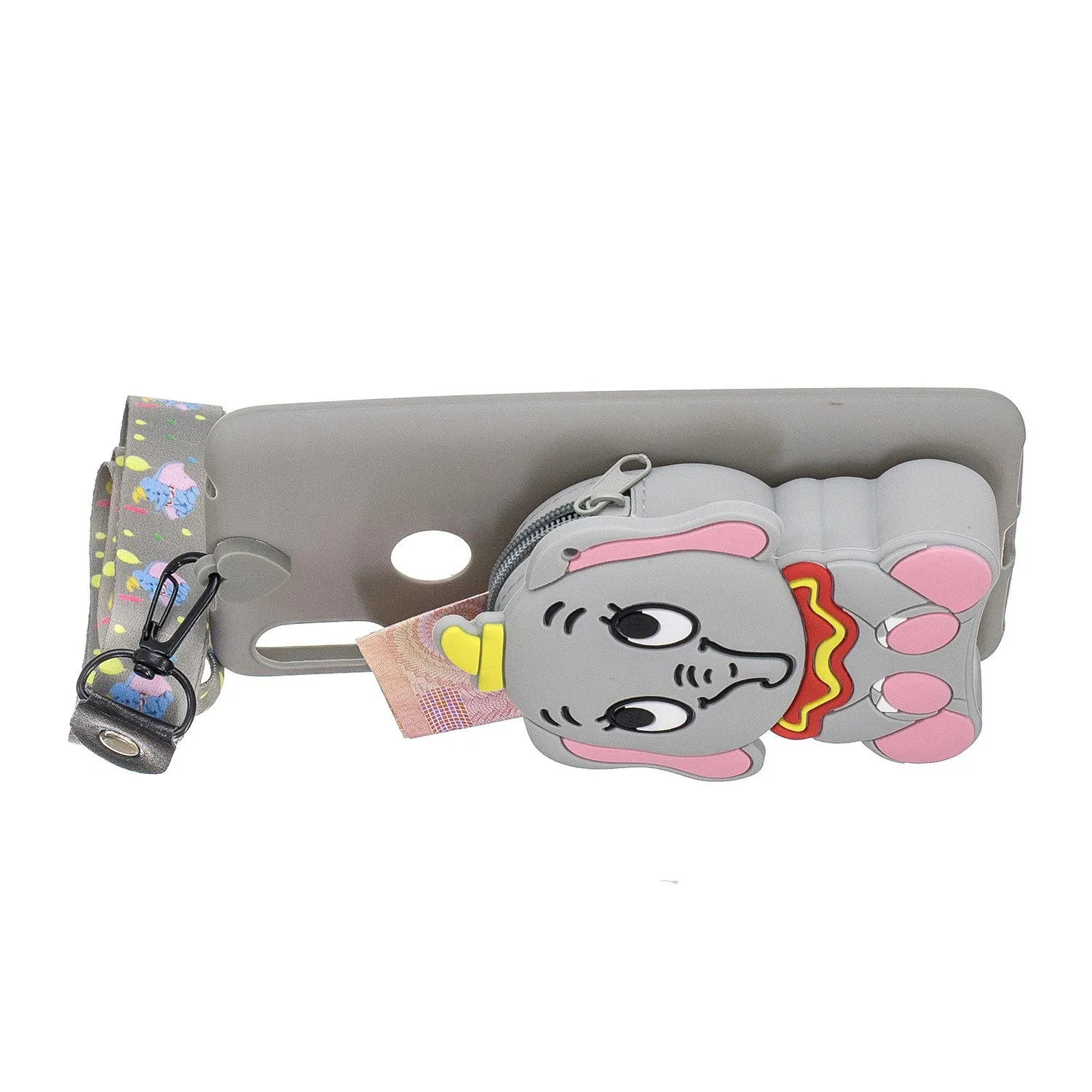For HUAWEI Y6 2019 Y7 2019 Y9 2019 Cartoon Full Protective TPU Mobile Phone Cover with Mini Coin Purse Cartoon Hanging Lanyard 3 deep pink piglets