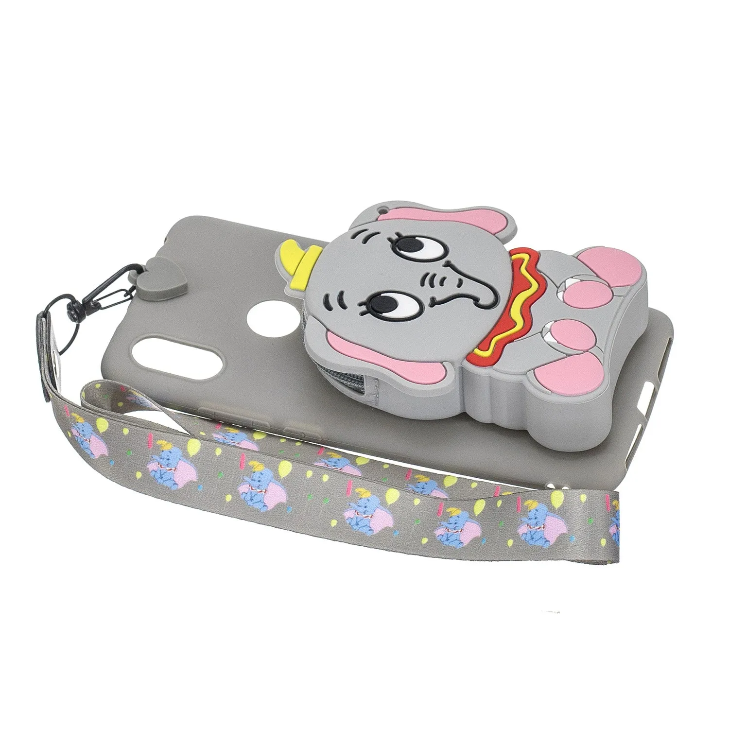 For HUAWEI Y6 2019 Y7 2019 Y9 2019 Cartoon Full Protective TPU Mobile Phone Cover with Mini Coin Purse Cartoon Hanging Lanyard 4 black pandas