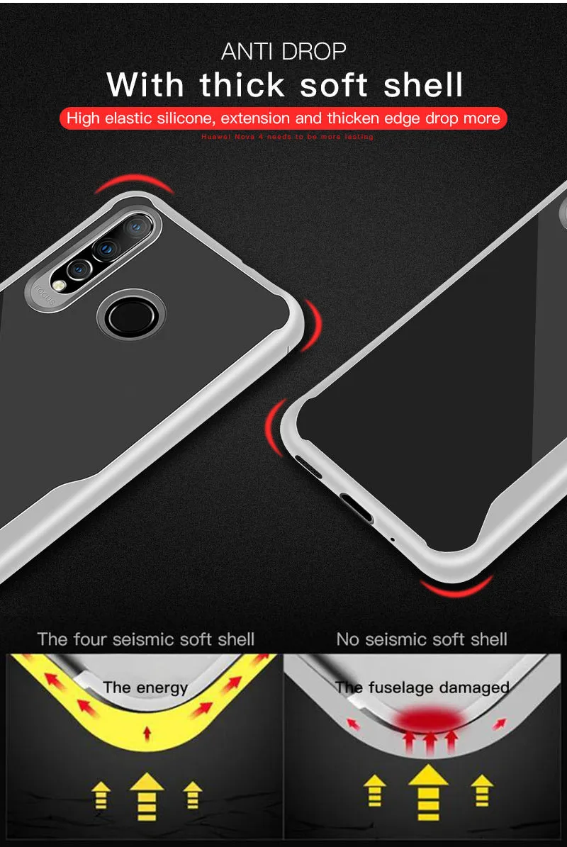 For HUAWEI Y6 PRO 2019 Ultra Slim Translucent Non-slip Shockproof TPU Back Cover Transparent gray