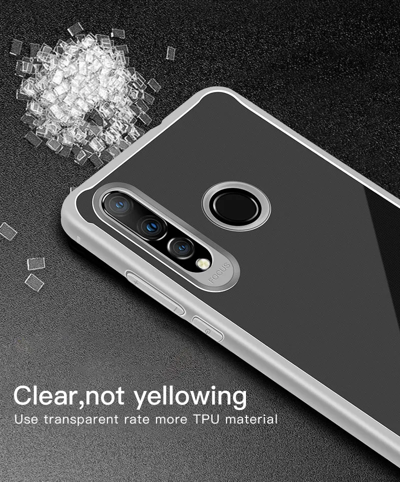 For HUAWEI Y6 PRO 2019 Ultra Slim Translucent Non-slip Shockproof TPU Back Cover Transparent White