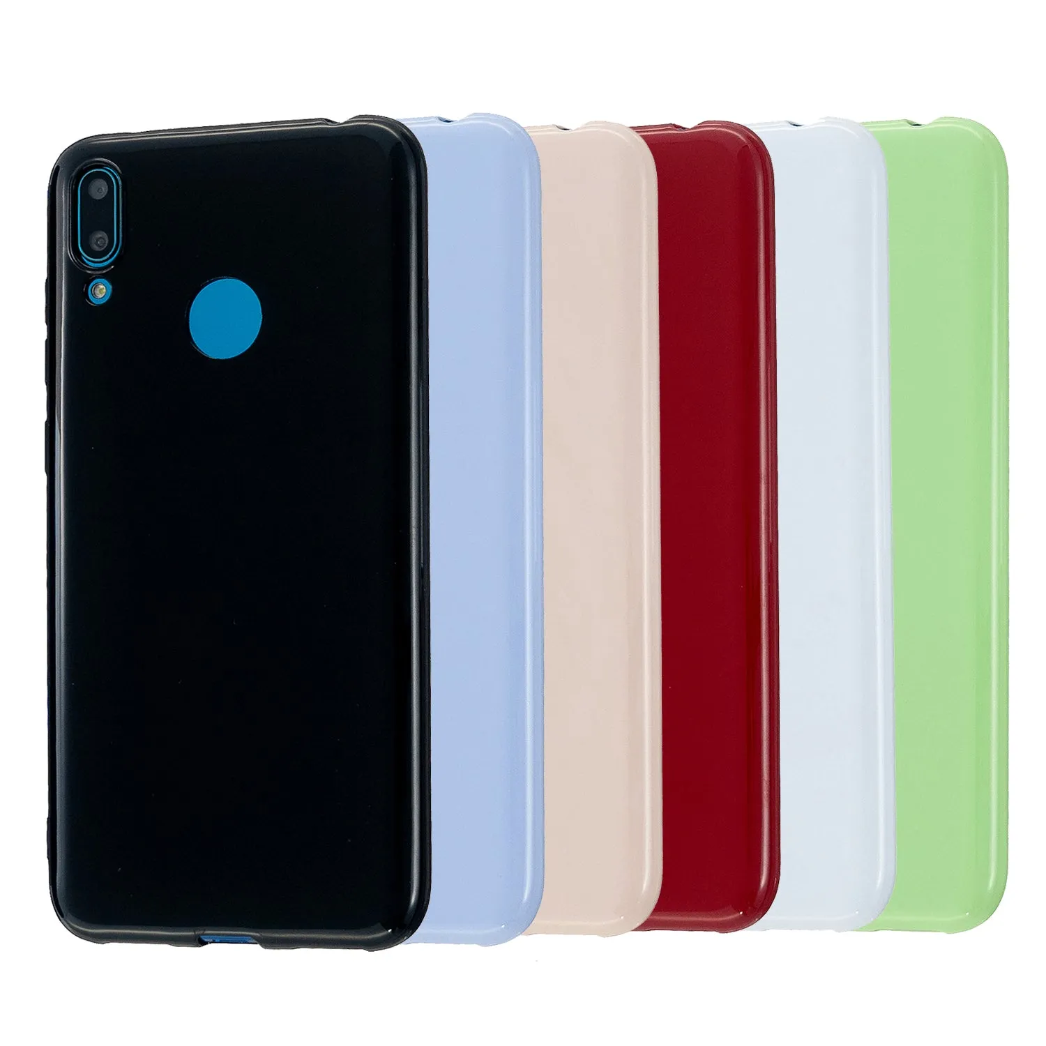 For HUAWEI Y6/Y7 Prime 2019 Glossy TPU Phone Case Mobile Phone Soft Cover Full Body Protection Rose red
