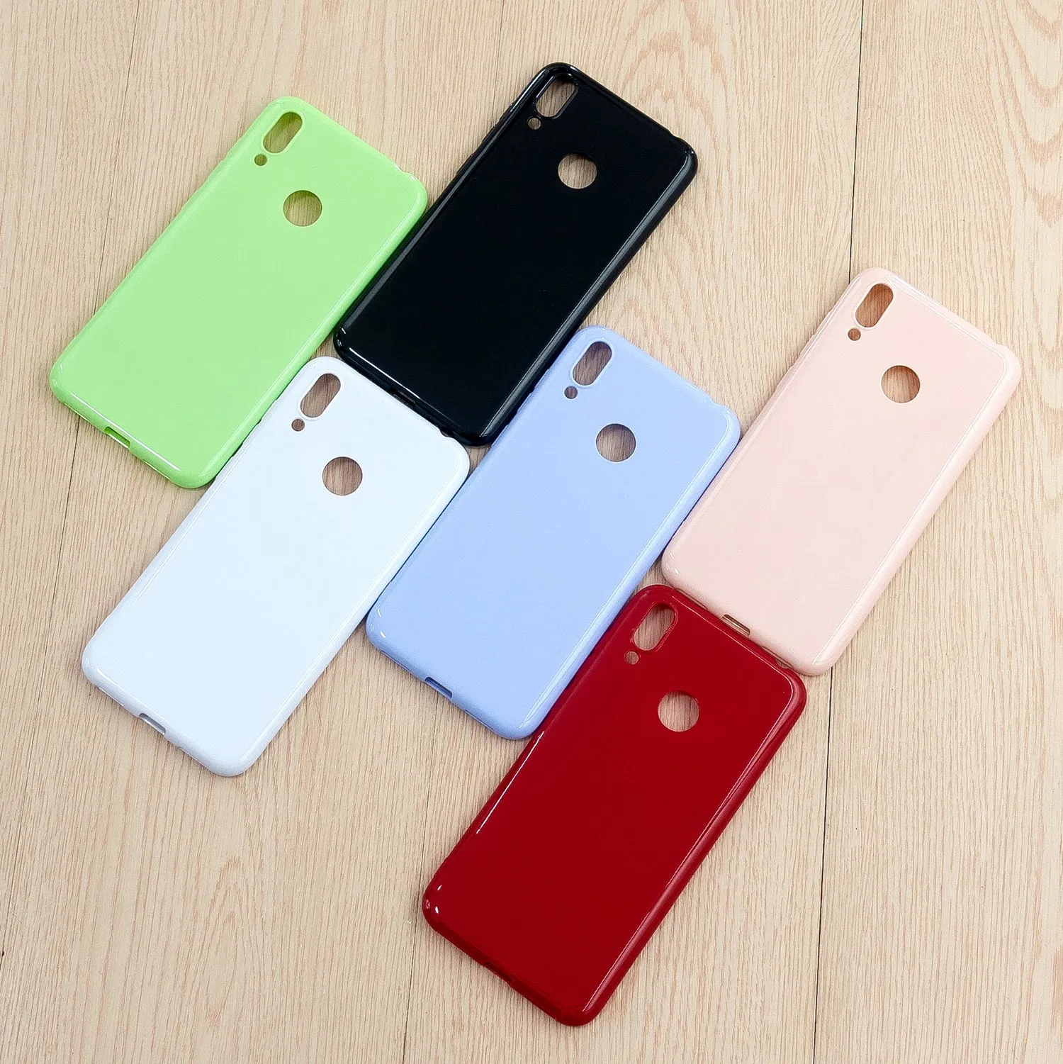 For HUAWEI Y6/Y7 Prime 2019 Glossy TPU Phone Case Mobile Phone Soft Cover Full Body Protection Rose red