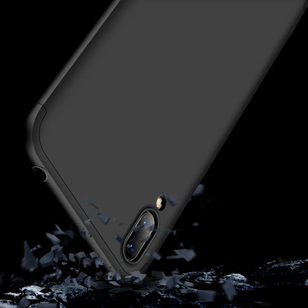 For HUAWEI Y7 2019 Ultra Slim PC Back Cover Non-slip Shockproof 360 Degree Full Protective Case black