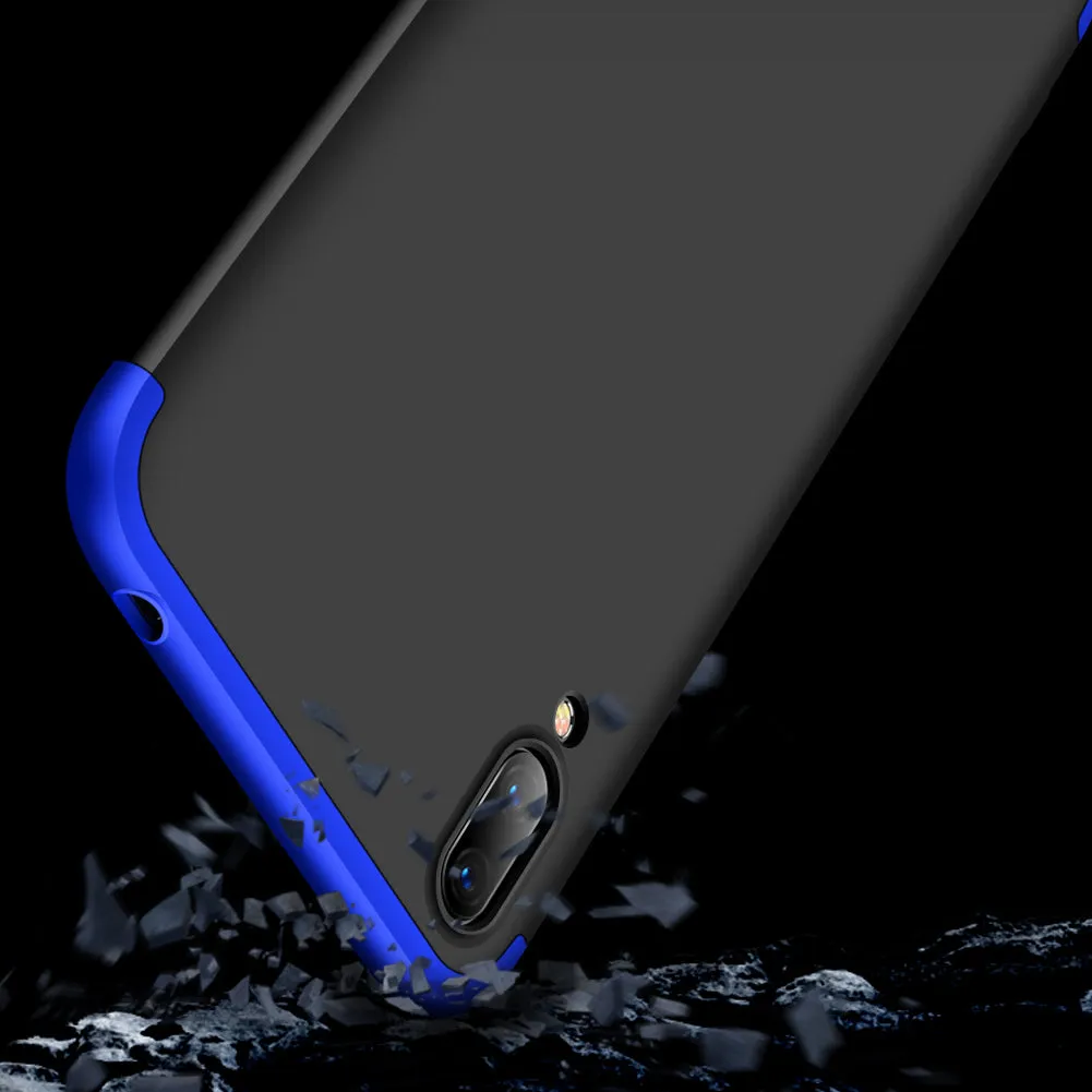 For HUAWEI Y7 2019 Ultra Slim PC Back Cover Non-slip Shockproof 360 Degree Full Protective Case Blue black blue