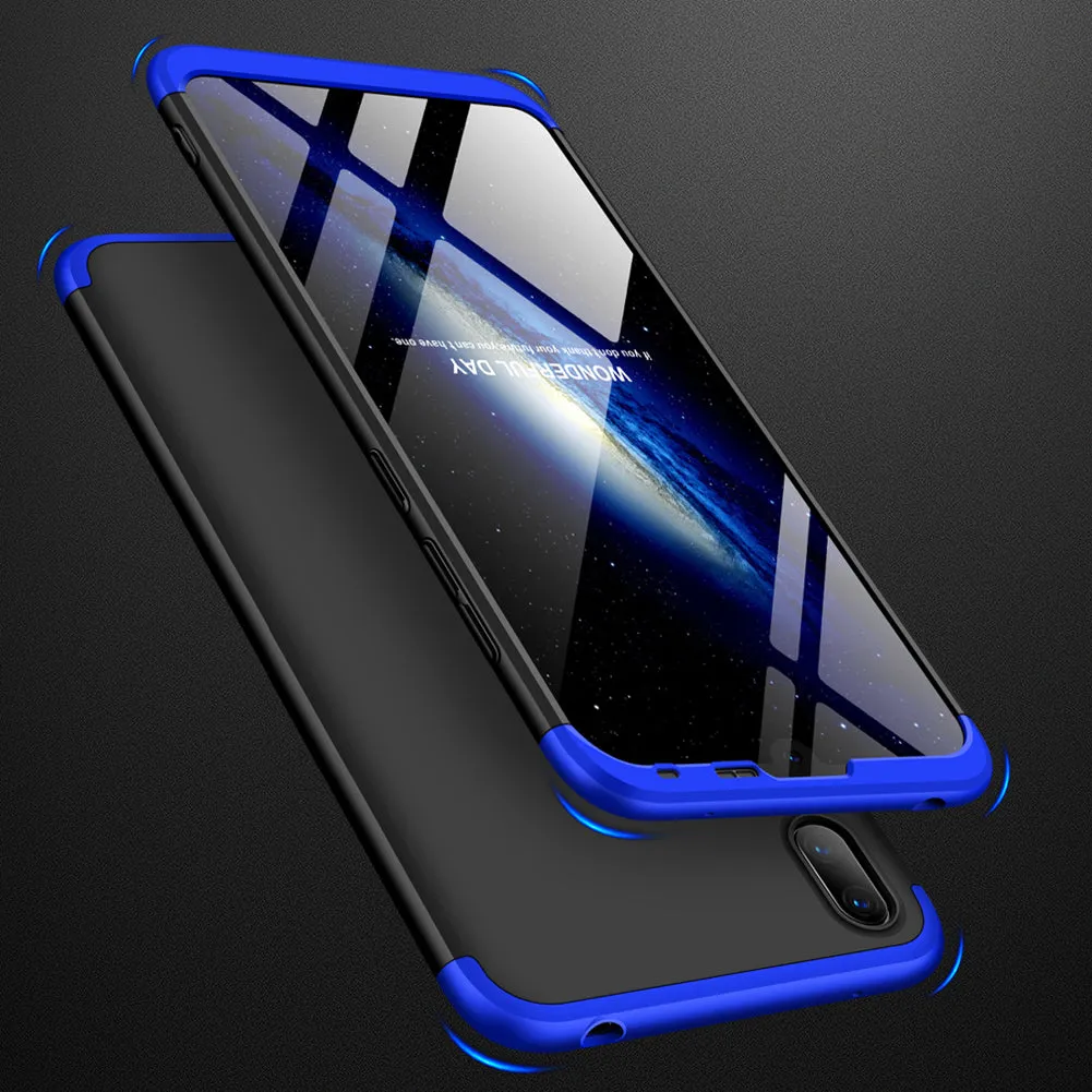 For HUAWEI Y7 2019 Ultra Slim PC Back Cover Non-slip Shockproof 360 Degree Full Protective Case Blue black blue