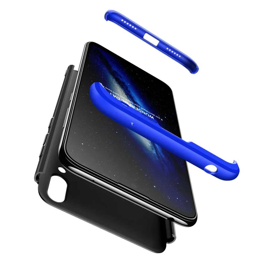 For HUAWEI Y7 2019 Ultra Slim PC Back Cover Non-slip Shockproof 360 Degree Full Protective Case Blue black blue