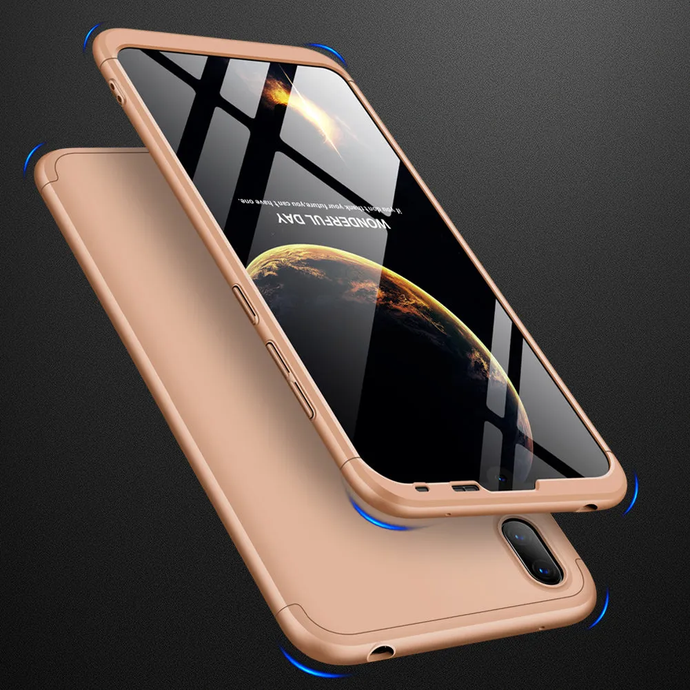 For HUAWEI Y7 2019 Ultra Slim PC Back Cover Non-slip Shockproof 360 Degree Full Protective Case gold
