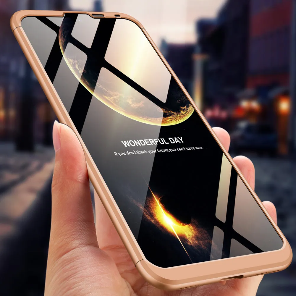 For HUAWEI Y7 2019 Ultra Slim PC Back Cover Non-slip Shockproof 360 Degree Full Protective Case gold