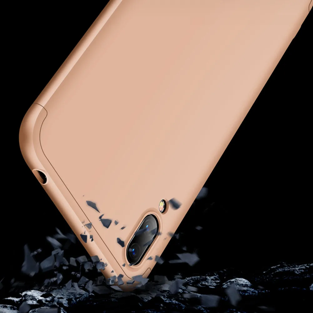 For HUAWEI Y7 2019 Ultra Slim PC Back Cover Non-slip Shockproof 360 Degree Full Protective Case gold
