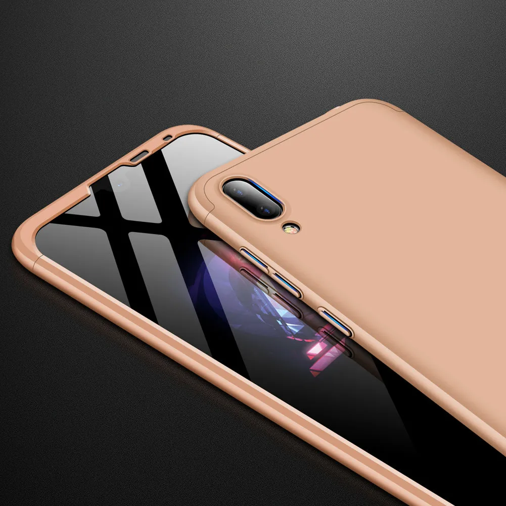 For HUAWEI Y7 2019 Ultra Slim PC Back Cover Non-slip Shockproof 360 Degree Full Protective Case gold