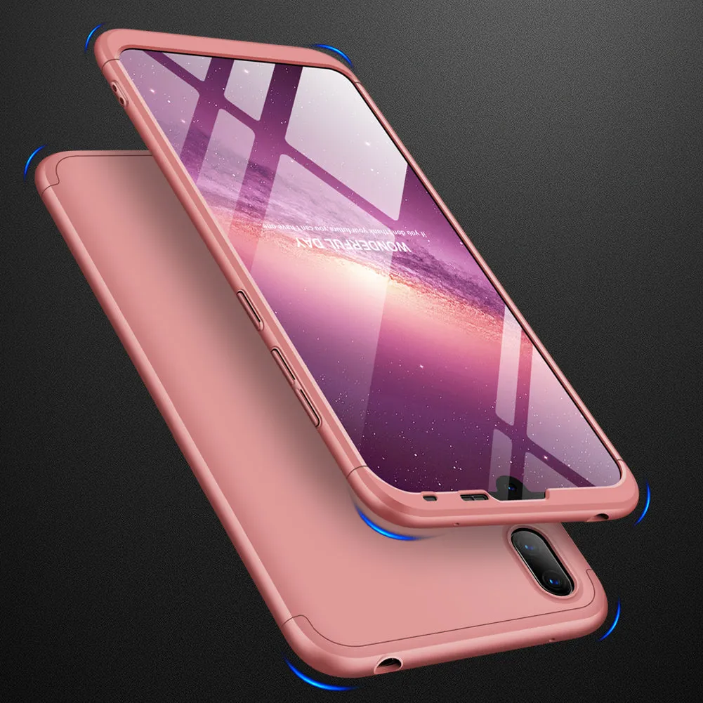 For HUAWEI Y7 2019 Ultra Slim PC Back Cover Non-slip Shockproof 360 Degree Full Protective Case Rose gold