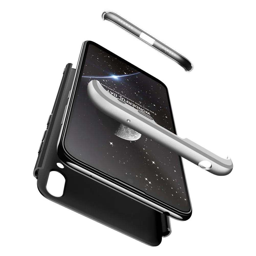 For HUAWEI Y7 2019 Ultra Slim PC Back Cover Non-slip Shockproof 360 Degree Full Protective Case Silver black silver