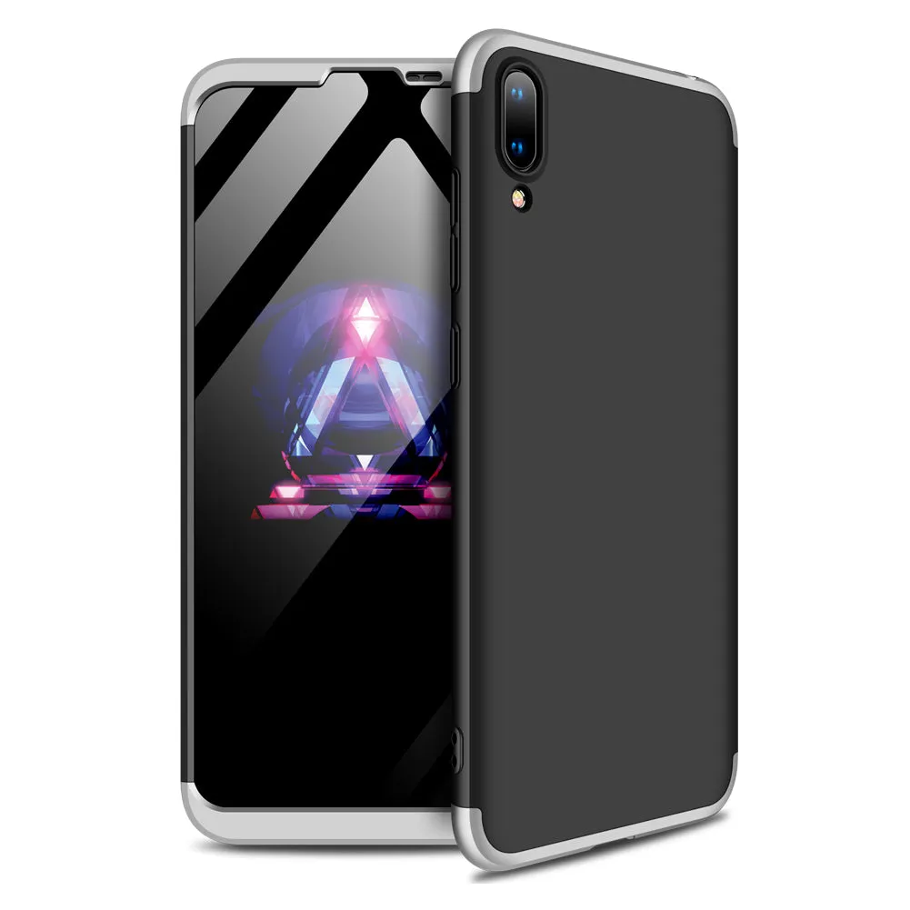 For HUAWEI Y7 2019 Ultra Slim PC Back Cover Non-slip Shockproof 360 Degree Full Protective Case Silver black silver