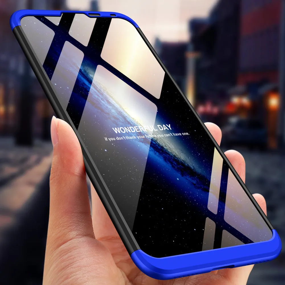 For HUAWEI Y7 pro 2019 Ultra Slim PC Back Cover Non-slip Shockproof 360 Degree Full Protective Case Blue black blue