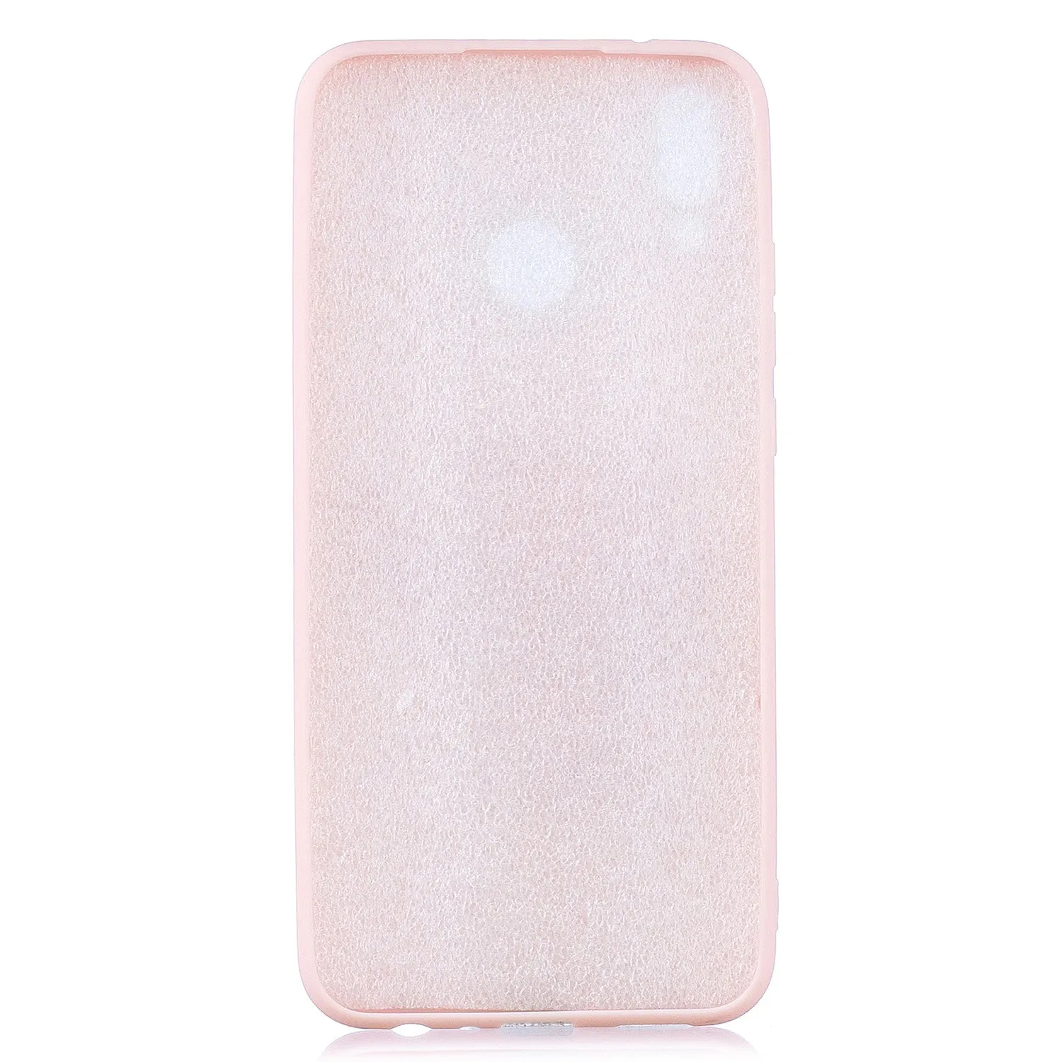 For HUAWEI Y9 2019 Cartoon Lovely Coloured Painted Soft TPU Back Cover Non-slip Shockproof Full Protective Case with Lanyard Light pink