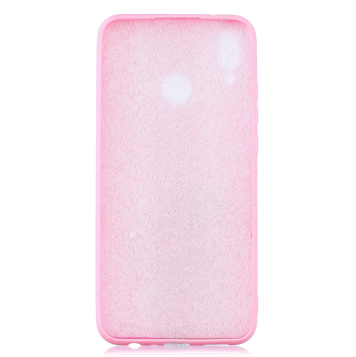 For HUAWEI Y9 2019 Cartoon Lovely Coloured Painted Soft TPU Back Cover Non-slip Shockproof Full Protective Case with Lanyard Rose red