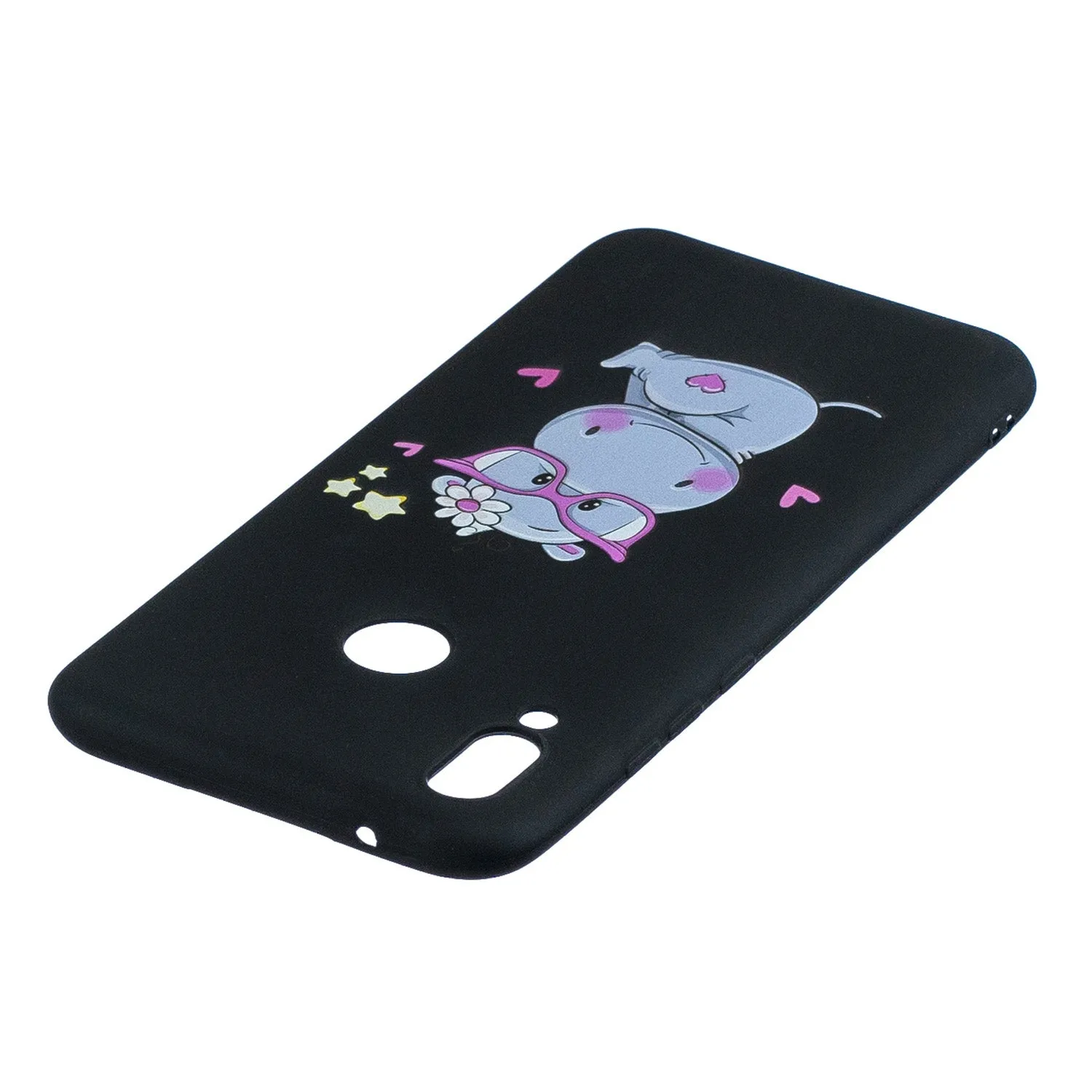 For HUAWEI Y9 2019 Cartoon Lovely Coloured Painted Soft TPU Back Cover Non-slip Shockproof Full Protective Case with Lanyard sapphire